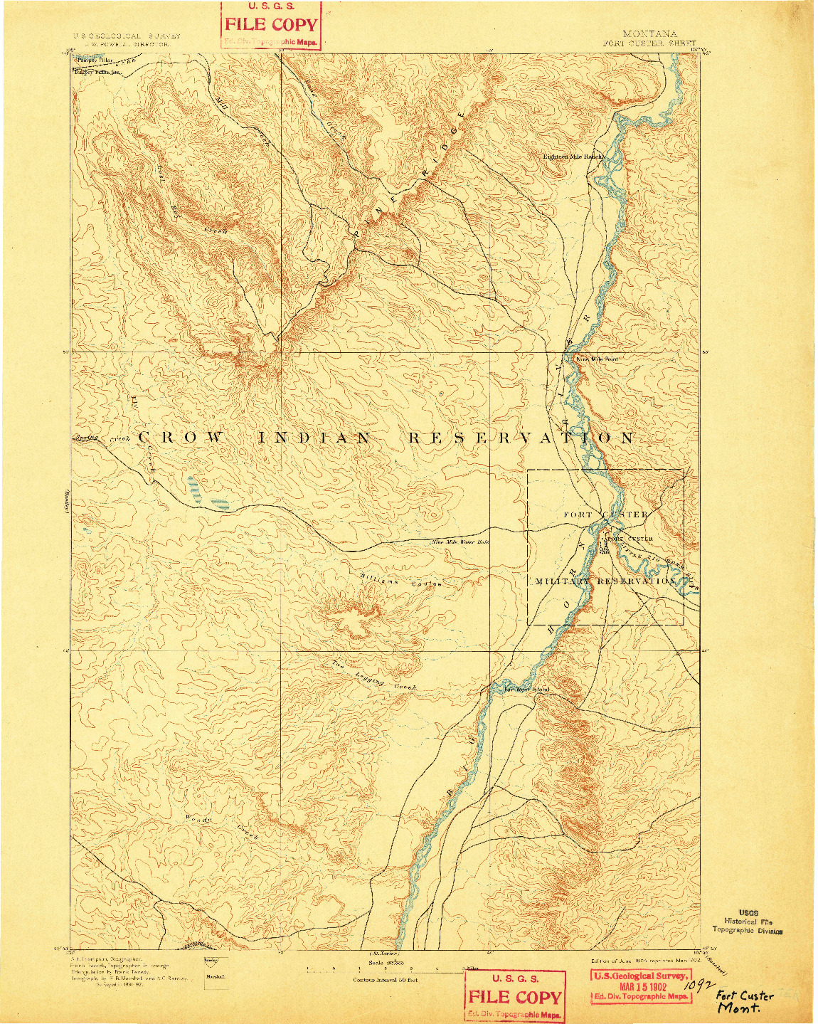 USGS 1:125000-SCALE QUADRANGLE FOR FORT CUSTER, MT 1894