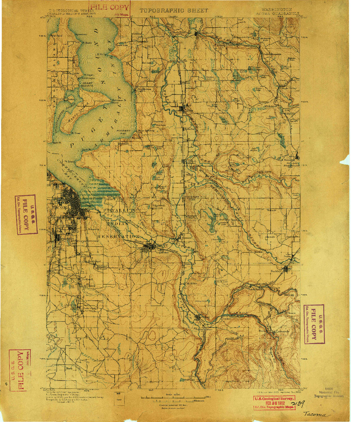 USGS 1:125000-SCALE QUADRANGLE FOR TACOMA, WA 1900
