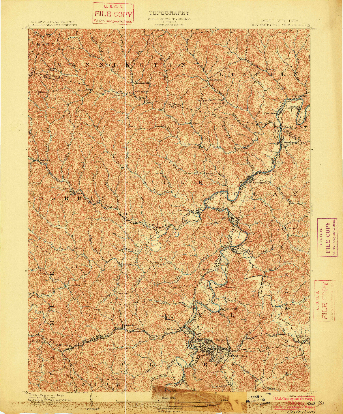 USGS 1:62500-SCALE QUADRANGLE FOR CLARKSBURG, WV 1902