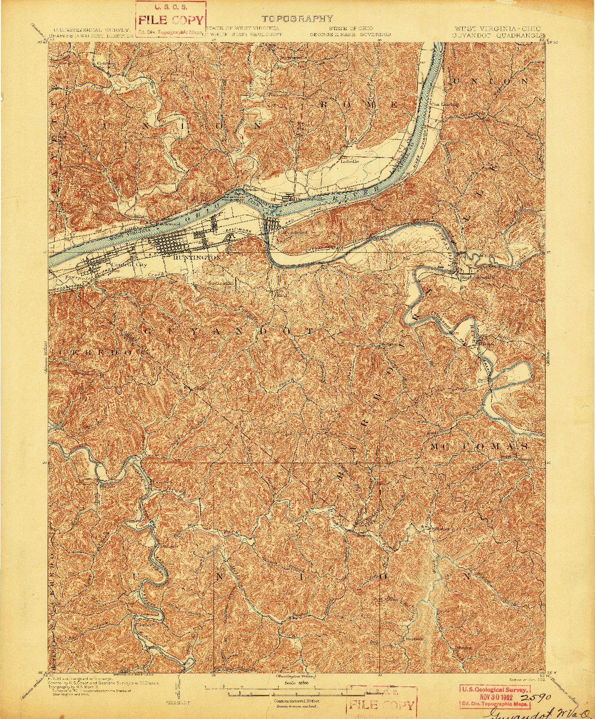 USGS 1:62500-SCALE QUADRANGLE FOR GUYANDOT, WV 1902