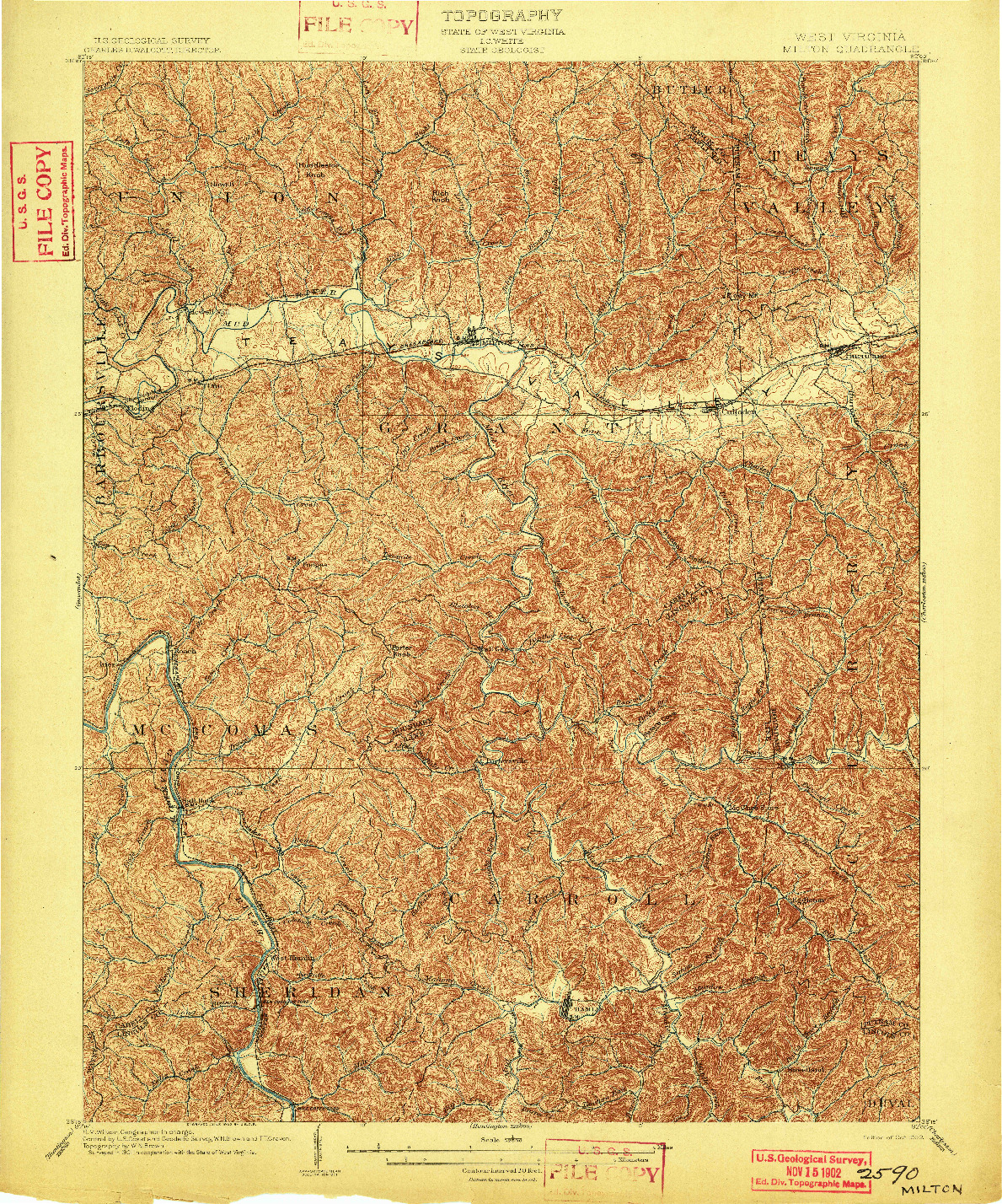 USGS 1:62500-SCALE QUADRANGLE FOR MILTON, WV 1902