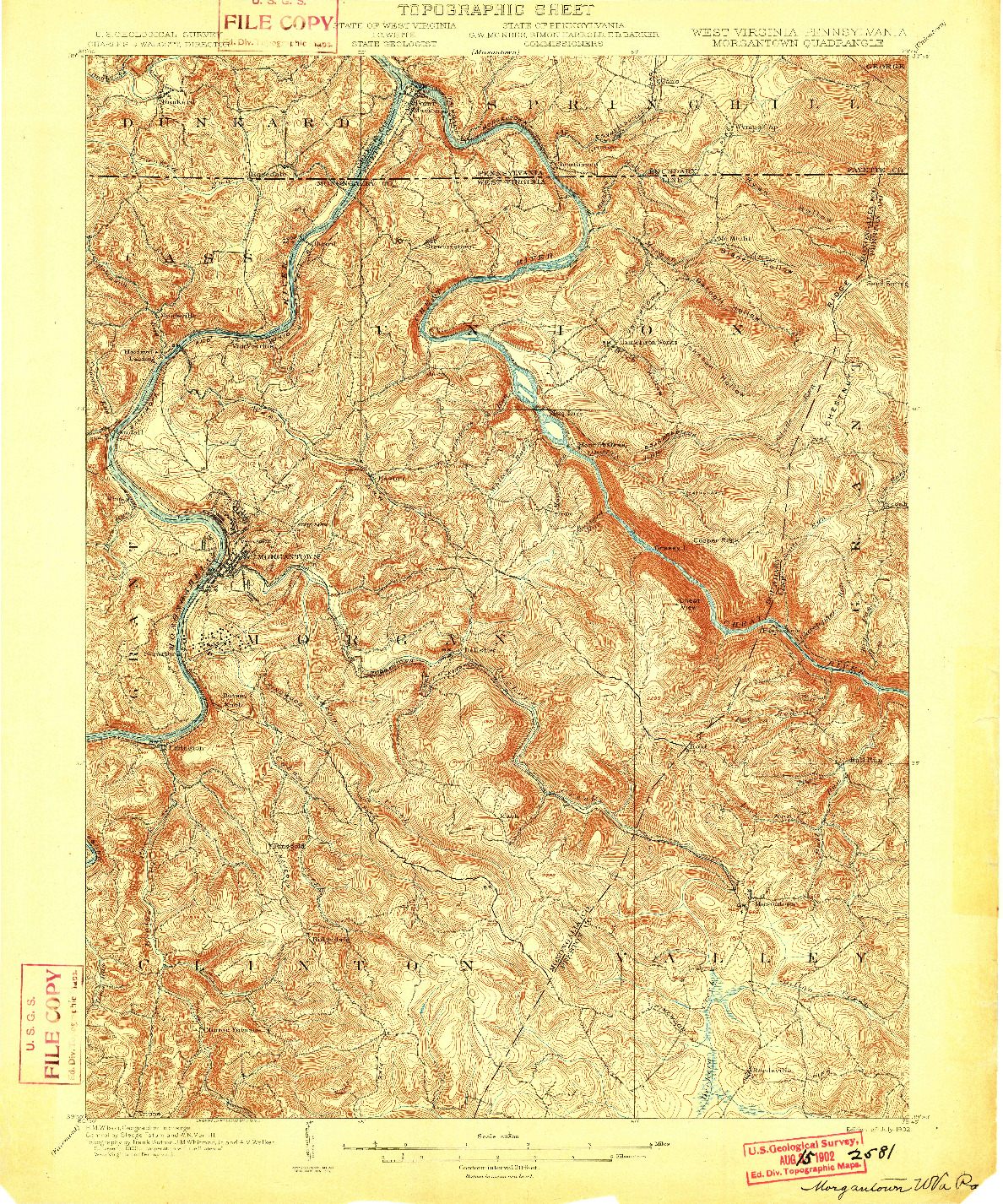 USGS 1:62500-SCALE QUADRANGLE FOR MORGANTOWN, WV 1902