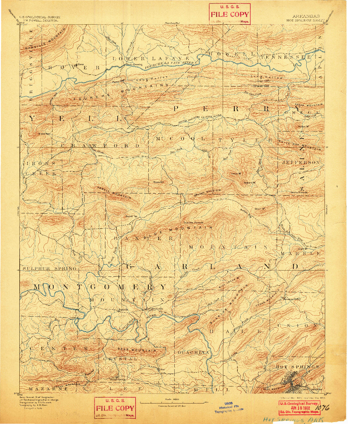 USGS 1:125000-SCALE QUADRANGLE FOR HOT SPRINGS, AR 1894