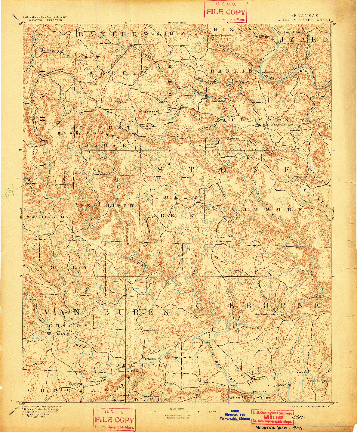 USGS 1:125000-SCALE QUADRANGLE FOR MOUNTAIN VIEW, AR 1894