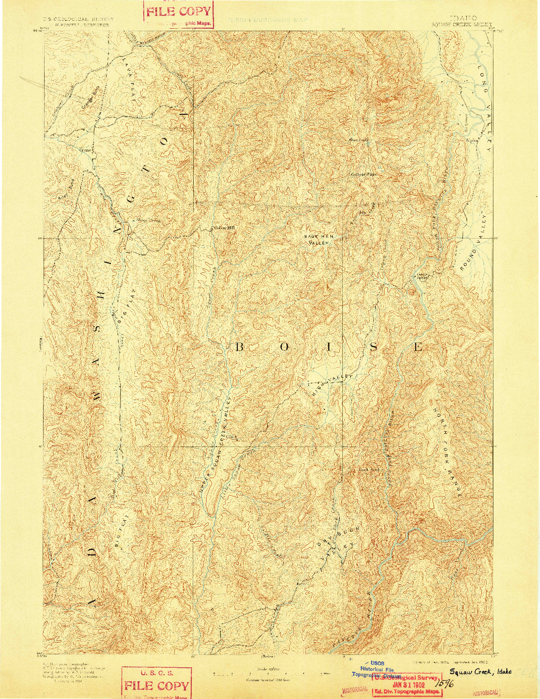 USGS 1:125000-SCALE QUADRANGLE FOR SQUAW CREEK, ID 1894