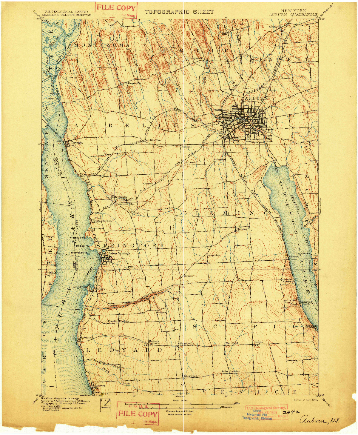USGS 1:62500-SCALE QUADRANGLE FOR AUBURN, NY 1902