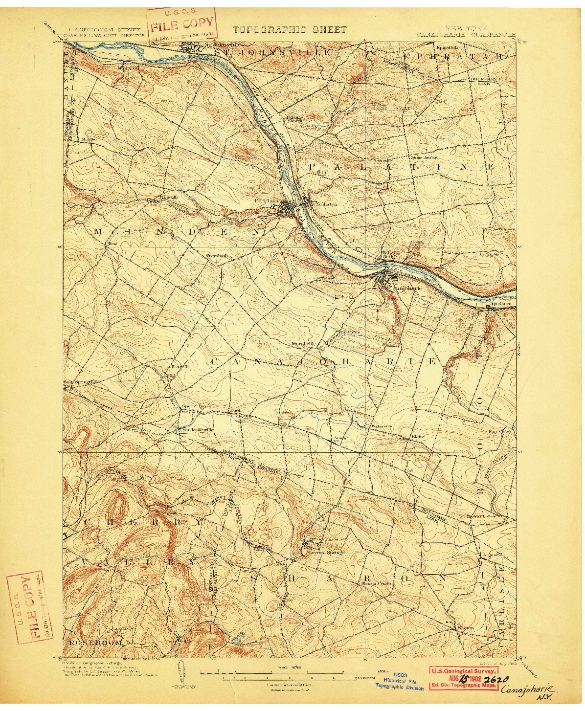 USGS 1:62500-SCALE QUADRANGLE FOR CANAJOHARIE, NY 1902
