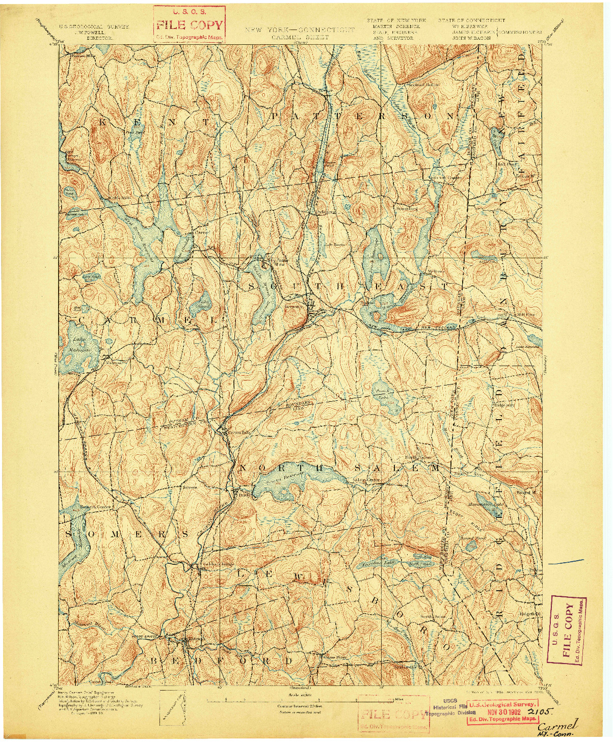 USGS 1:62500-SCALE QUADRANGLE FOR CARMEL, NY 1894