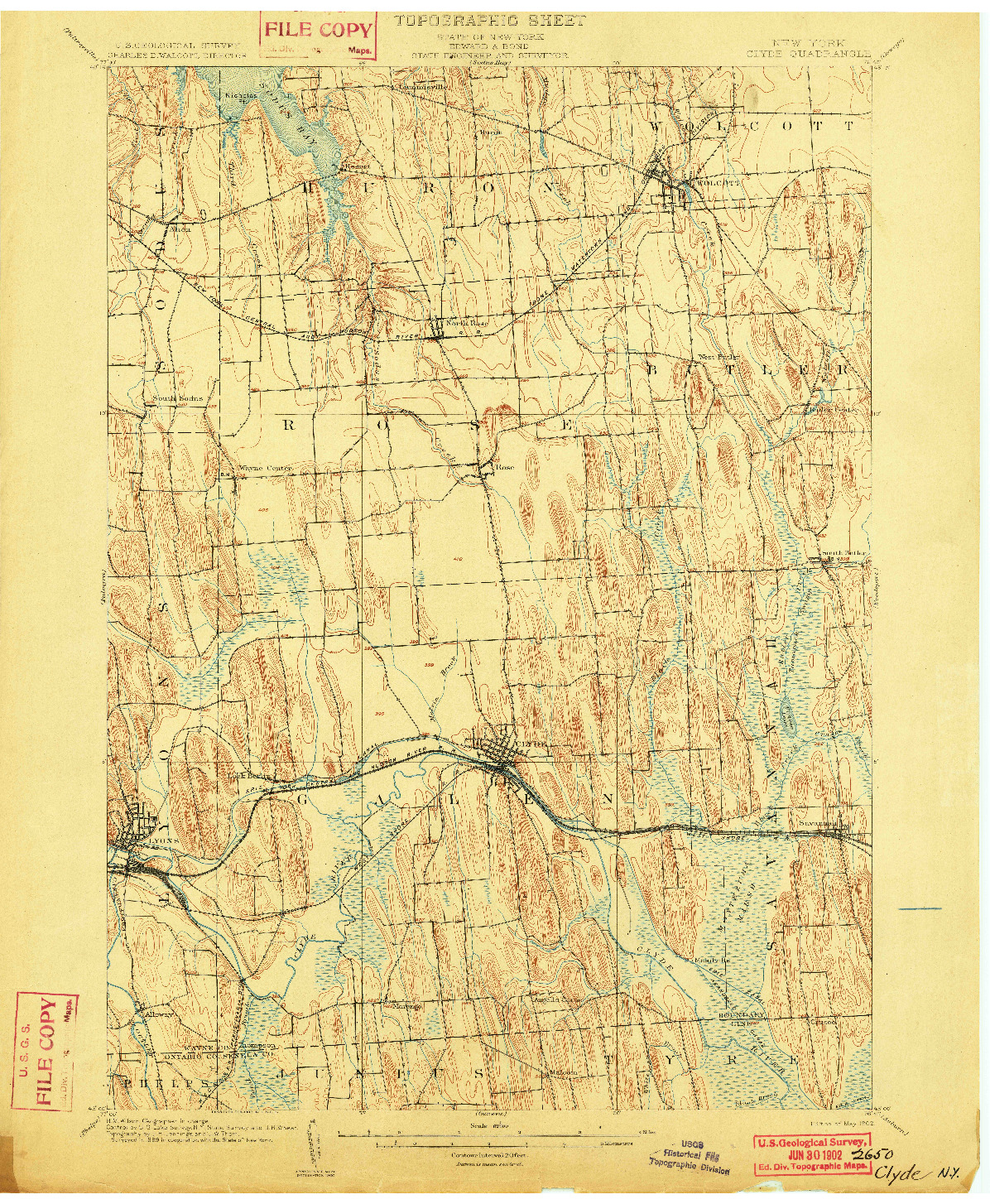 USGS 1:62500-SCALE QUADRANGLE FOR CLYDE, NY 1902