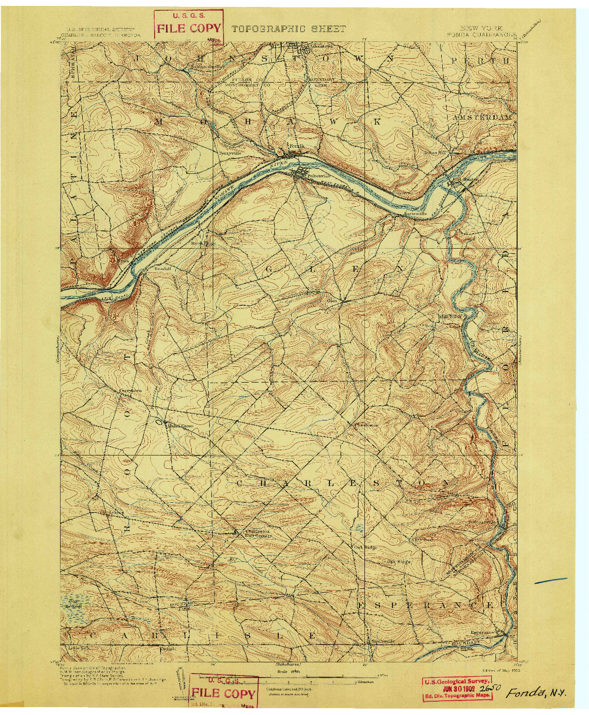 USGS 1:62500-SCALE QUADRANGLE FOR FONDA, NY 1902