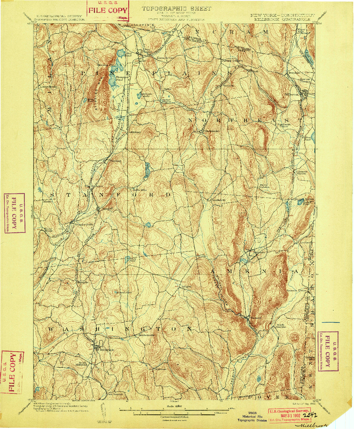 USGS 1:62500-SCALE QUADRANGLE FOR MILLBROOK, NY 1902