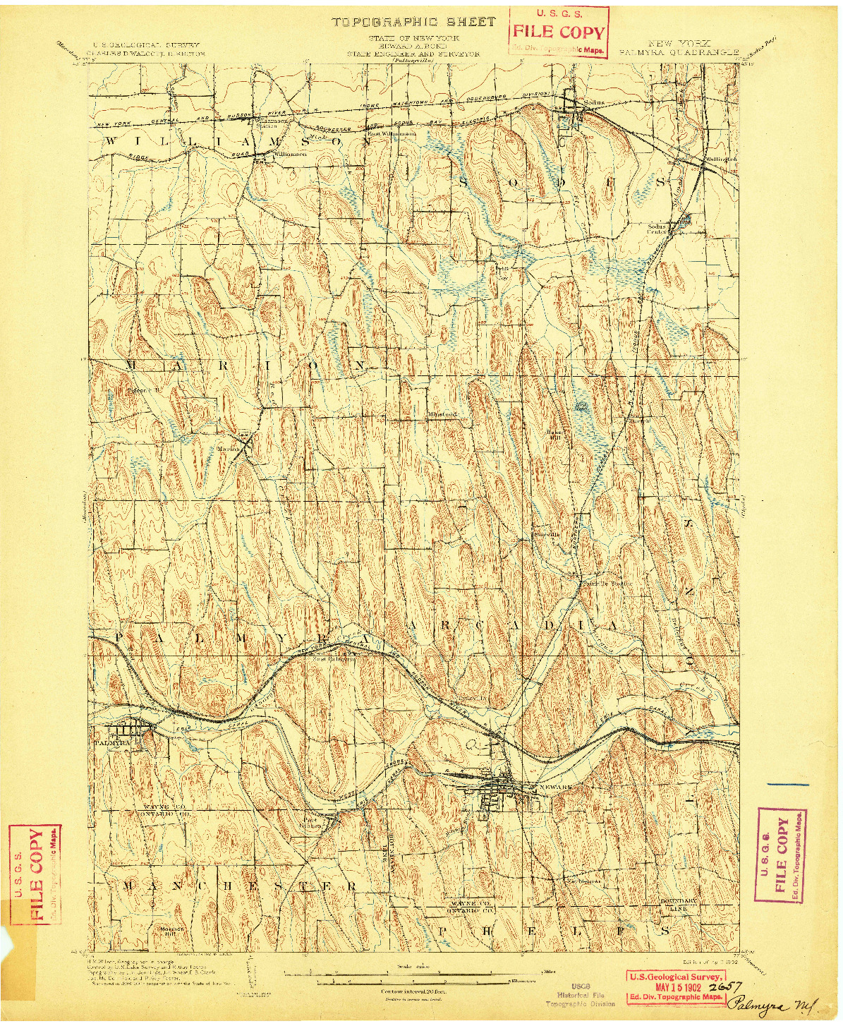 USGS 1:62500-SCALE QUADRANGLE FOR PALMYRA, NY 1902