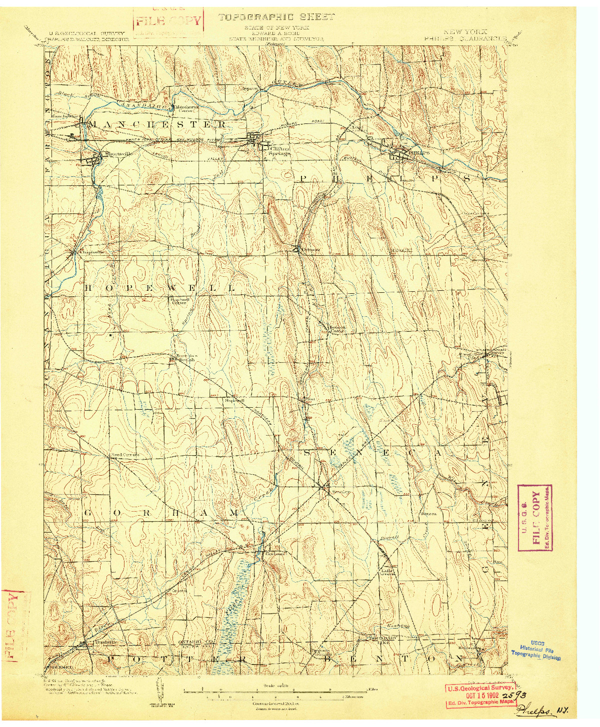 USGS 1:62500-SCALE QUADRANGLE FOR PHELPS, NY 1902