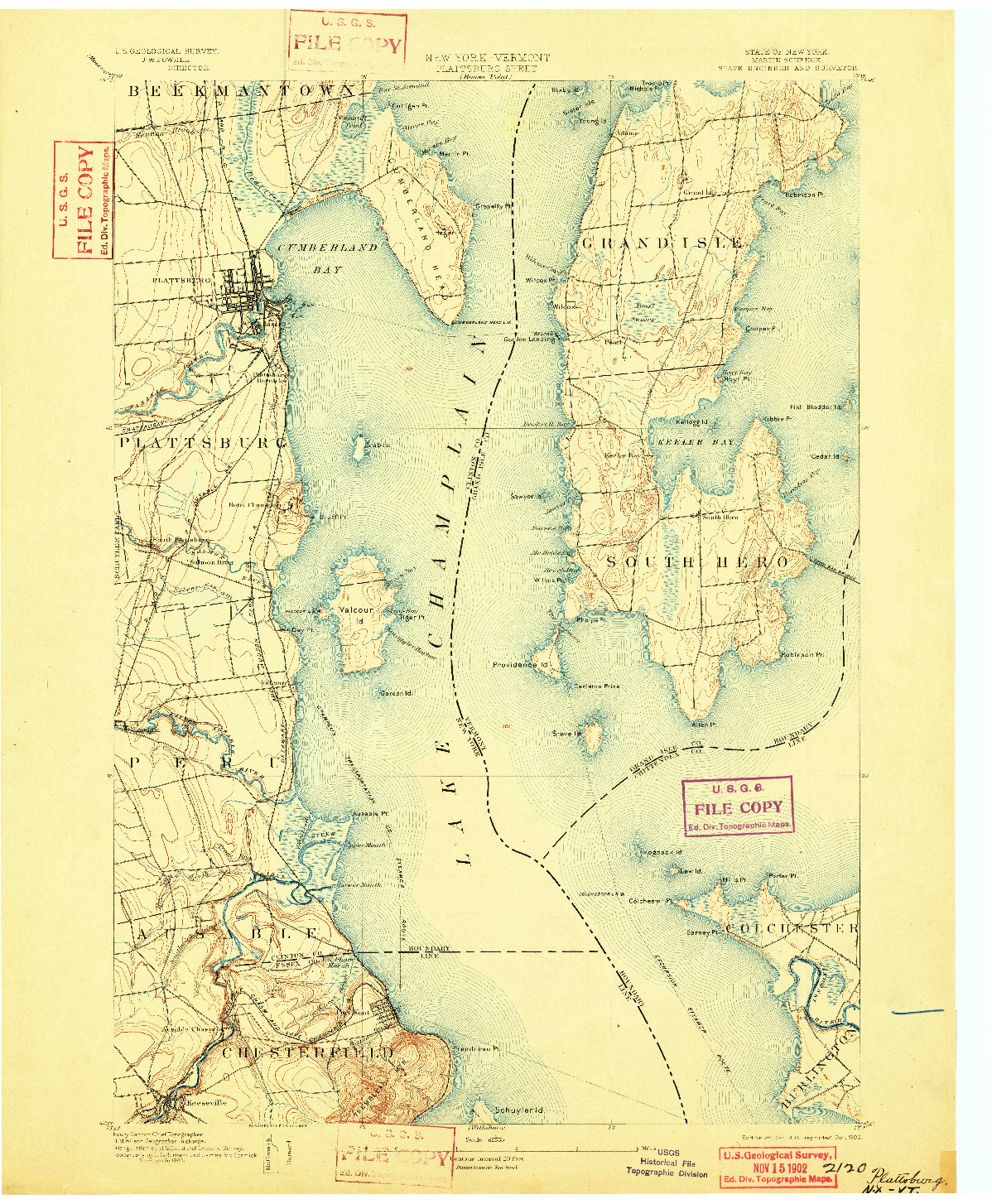 USGS 1:62500-SCALE QUADRANGLE FOR PLATTSBURG, NY 1894