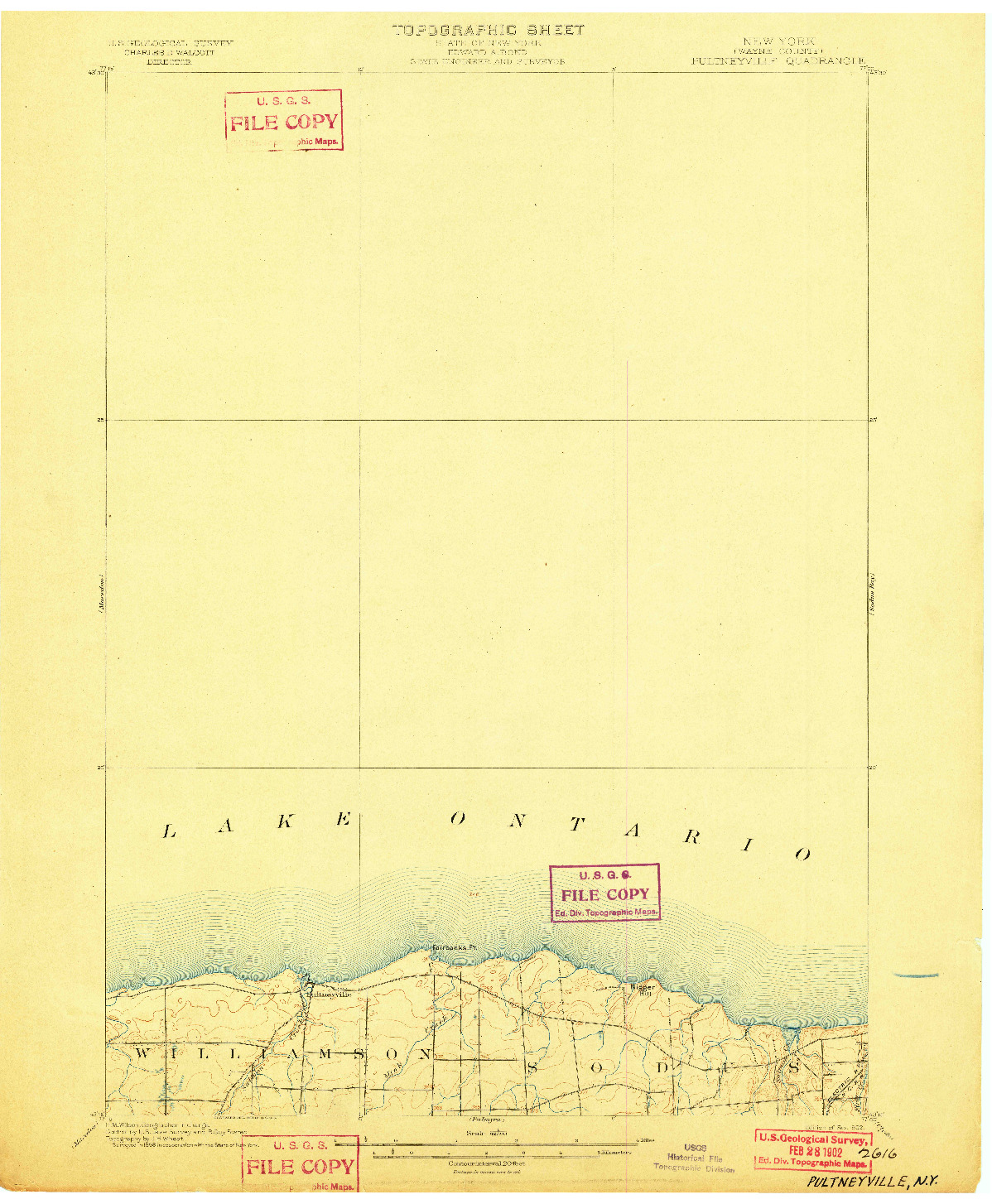 USGS 1:62500-SCALE QUADRANGLE FOR PULTNEYVILLE, NY 1902