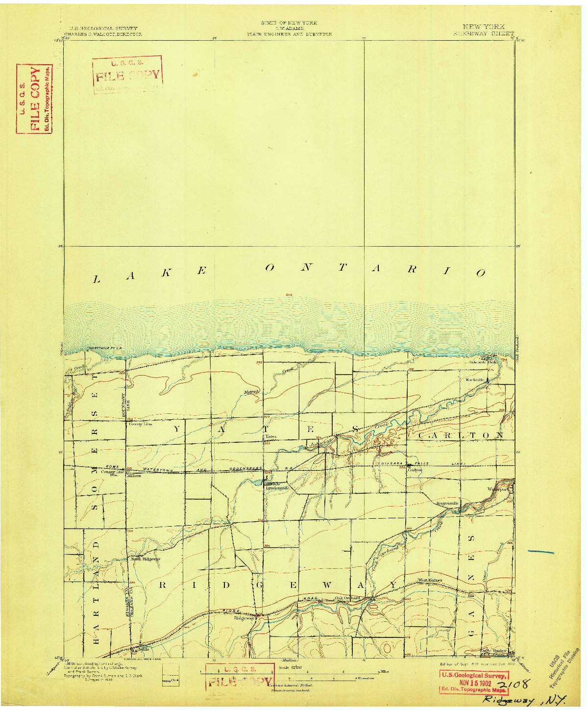 USGS 1:62500-SCALE QUADRANGLE FOR RIDGEWAY, NY 1897