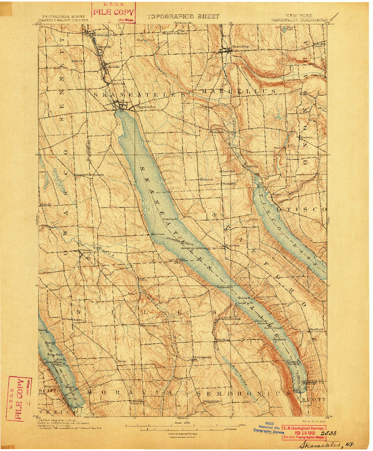 USGS 1:62500-SCALE QUADRANGLE FOR SKANEATELES, NY 1902