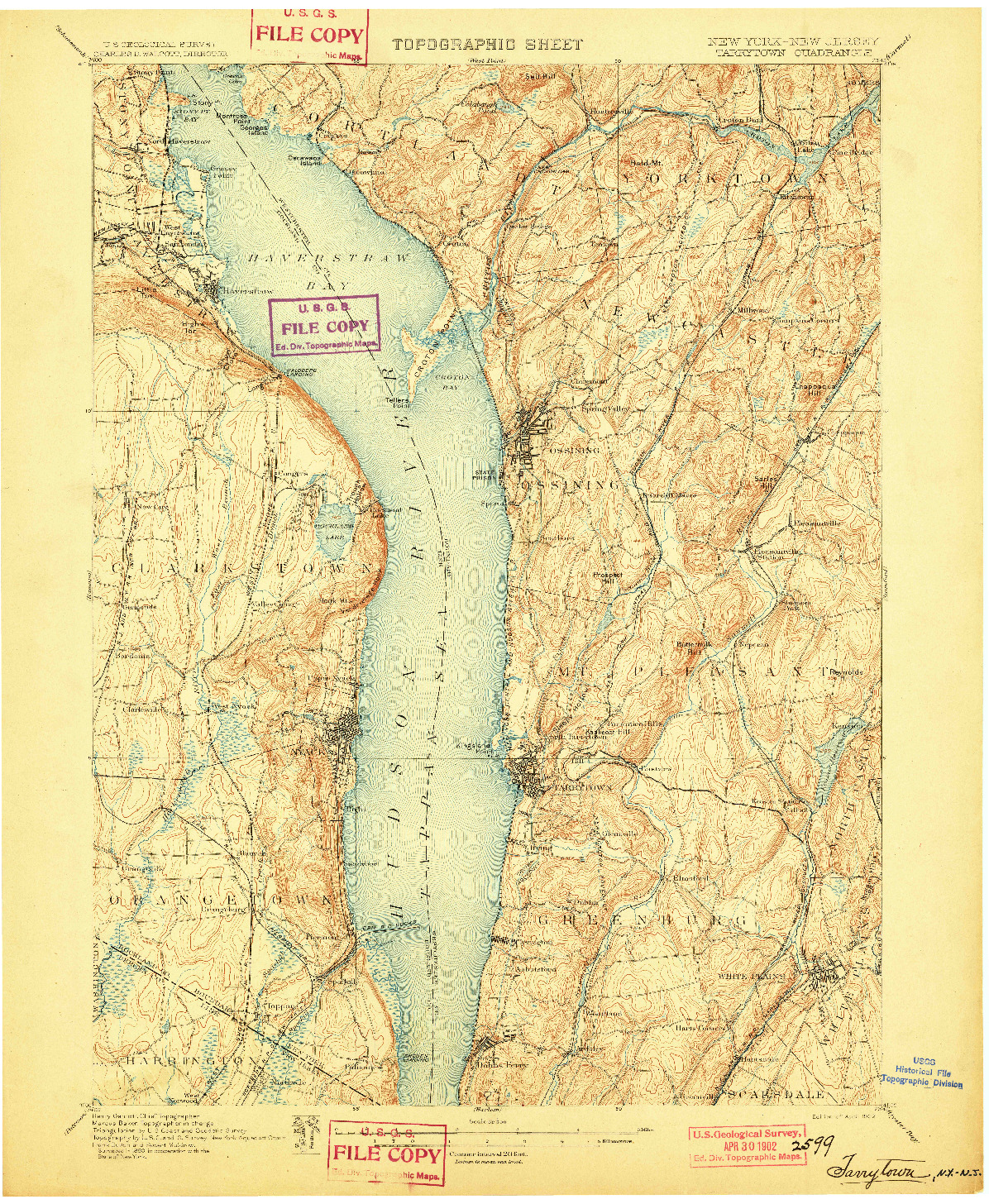 USGS 1:62500-SCALE QUADRANGLE FOR TARRYTOWN, NY 1902