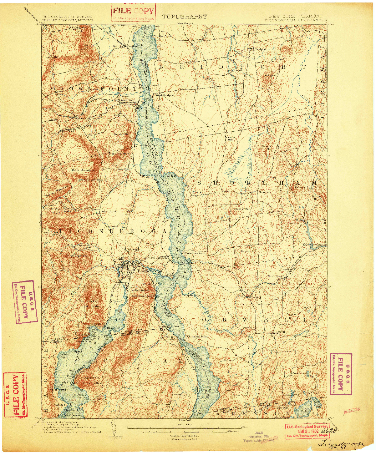 USGS 1:62500-SCALE QUADRANGLE FOR TICONDEROGA, NY 1902