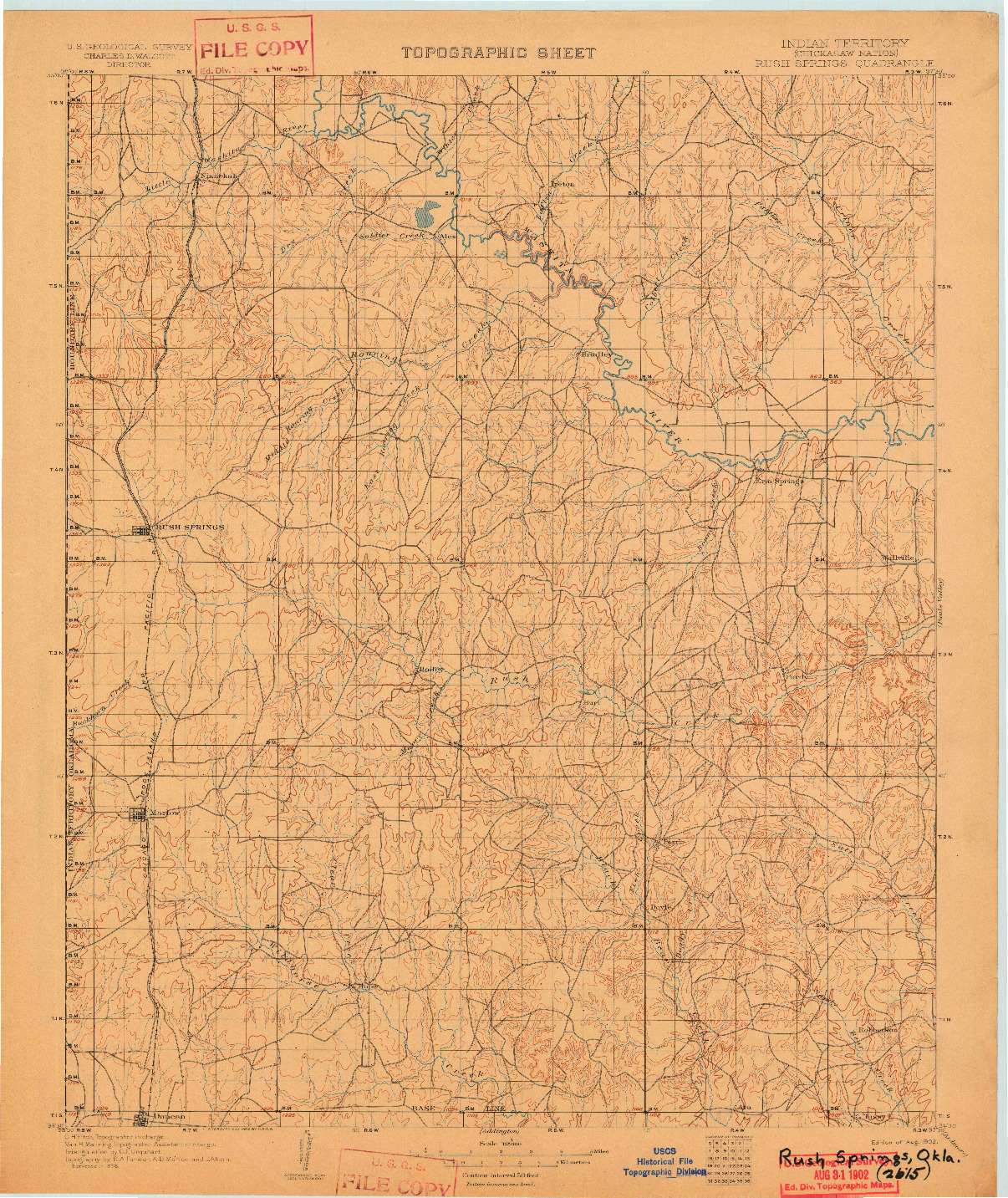 USGS 1:125000-SCALE QUADRANGLE FOR RUSH SPRINGS, OK 1902