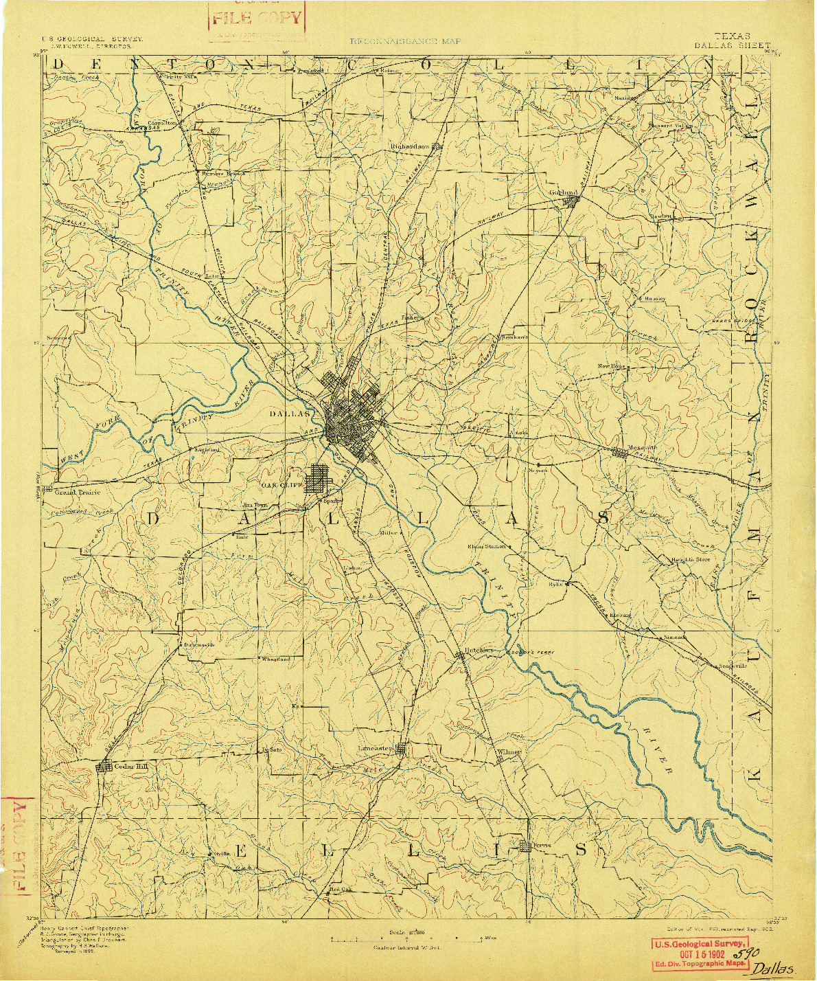 USGS 1:125000-SCALE QUADRANGLE FOR DALLAS, TX 1893