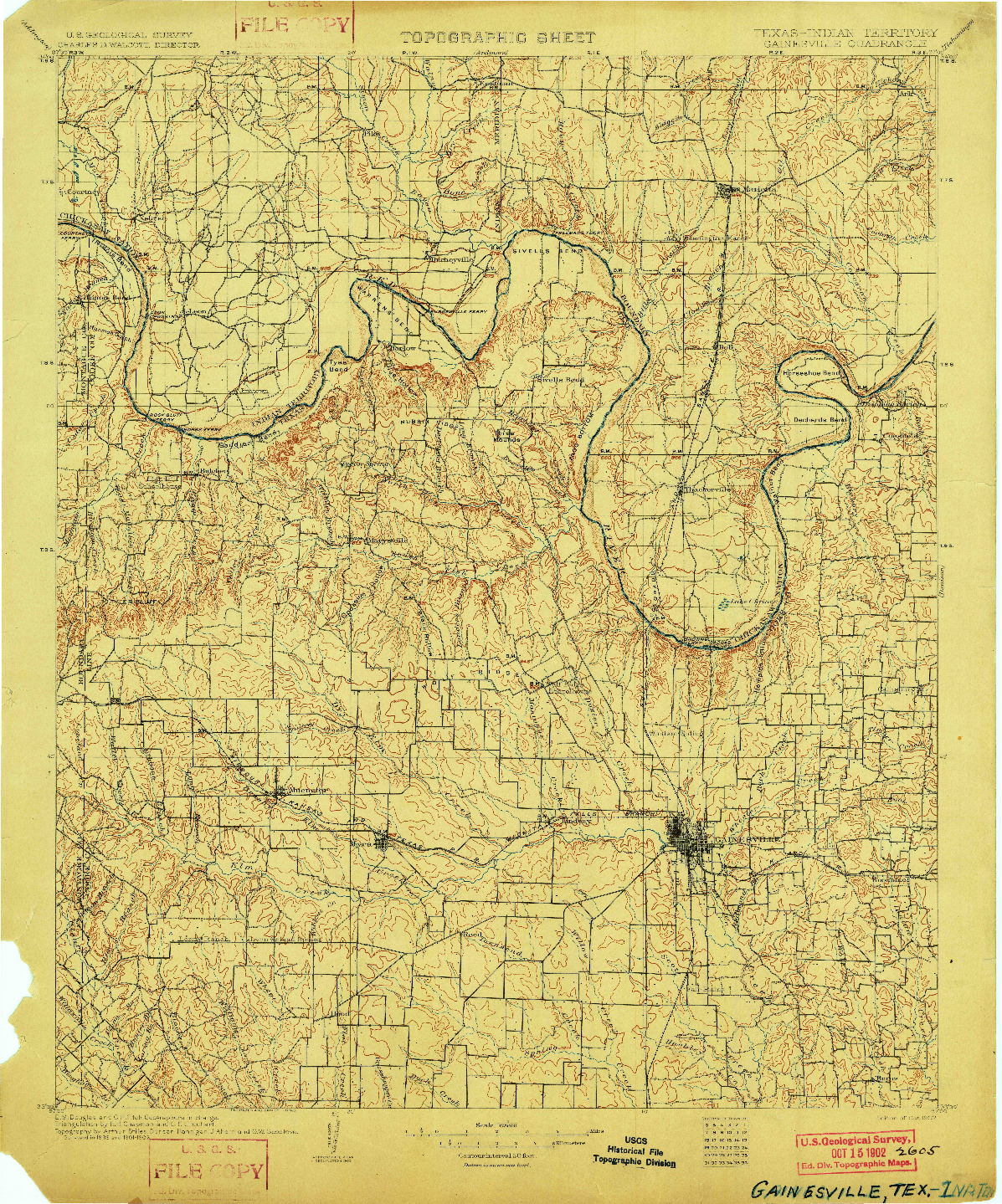 USGS 1:125000-SCALE QUADRANGLE FOR GAINESVILLE, TX 1902