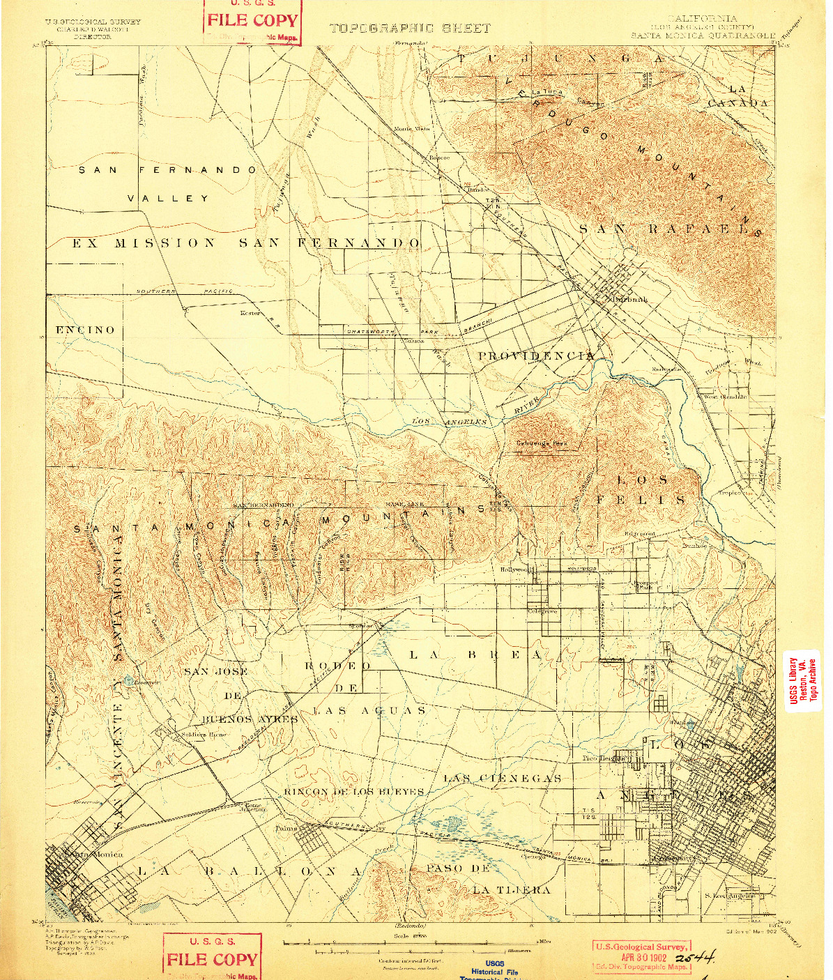 USGS 1:62500-SCALE QUADRANGLE FOR SANTA MONICA, CA 1902