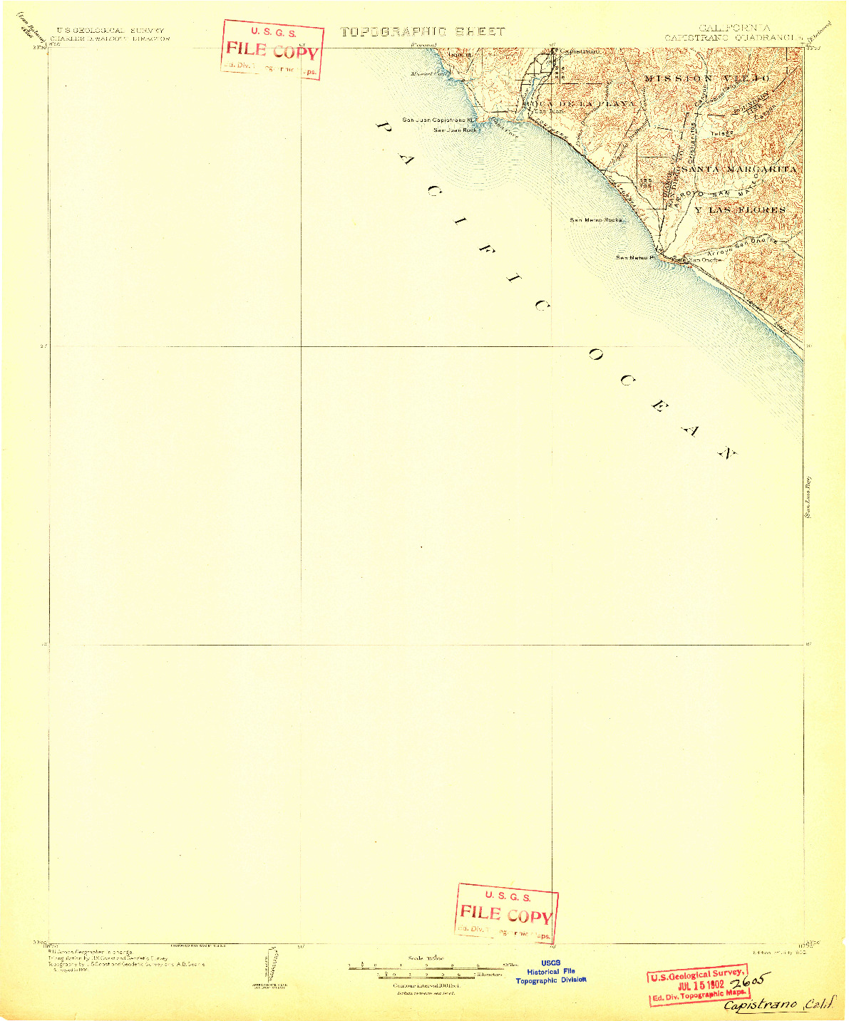 USGS 1:125000-SCALE QUADRANGLE FOR CAPISTRANO, CA 1902