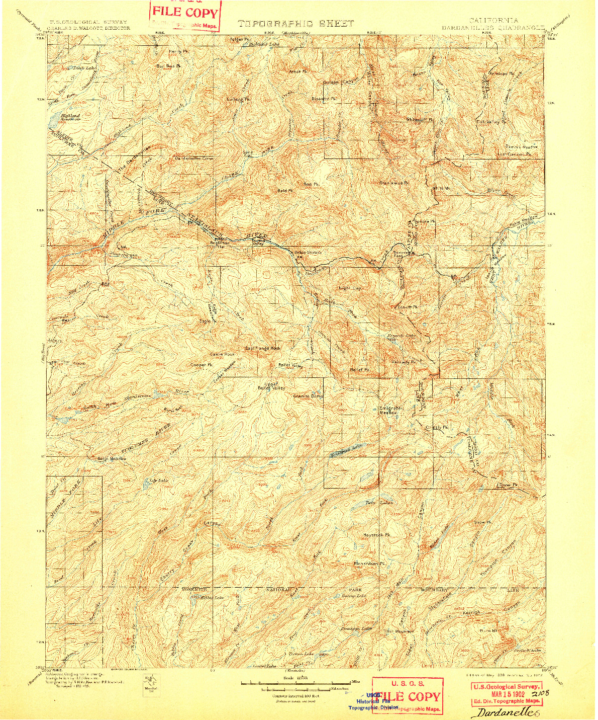 USGS 1:125000-SCALE QUADRANGLE FOR DARDANELLES, CA 1898