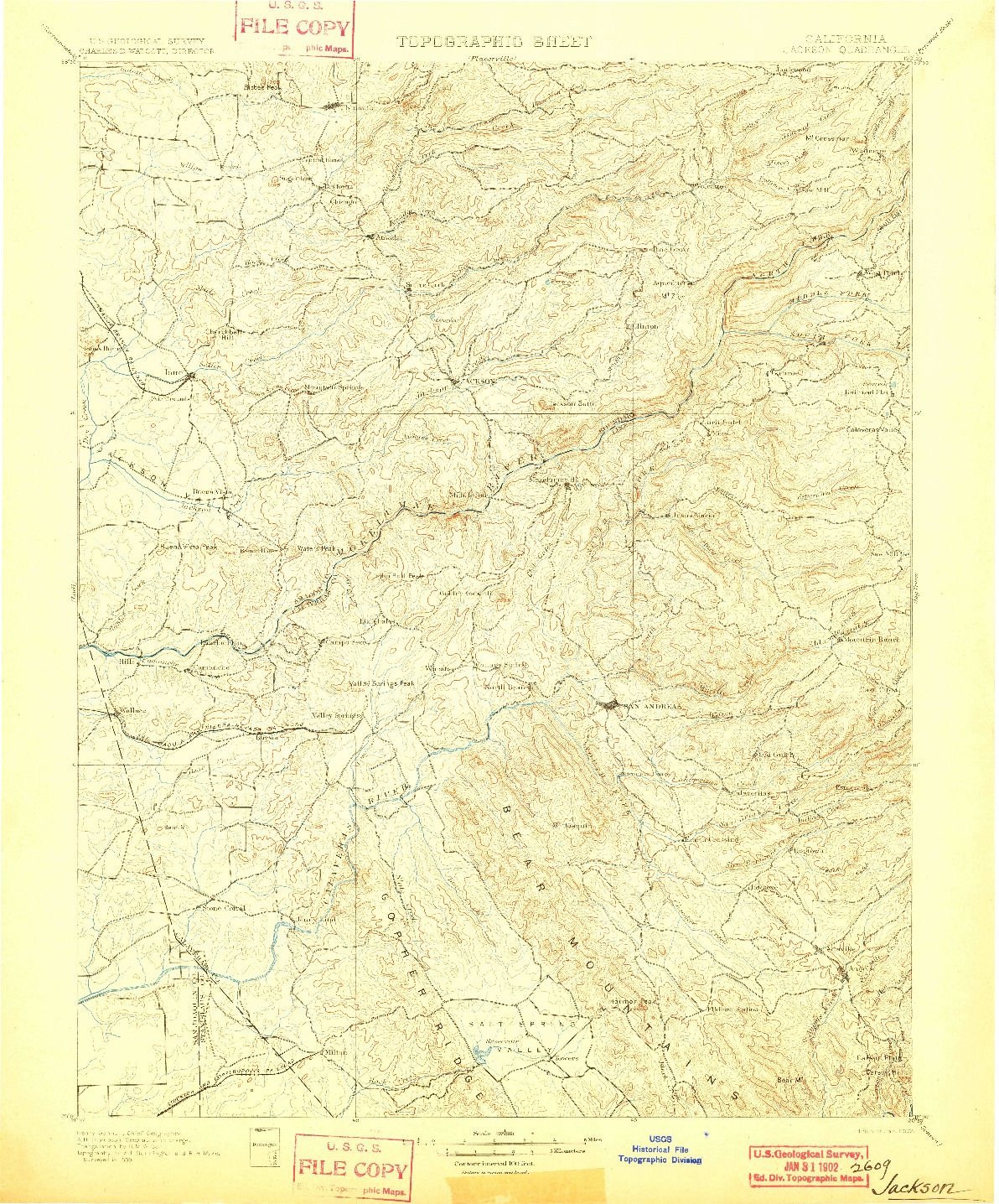 USGS 1:125000-SCALE QUADRANGLE FOR JACKSON, CA 1902