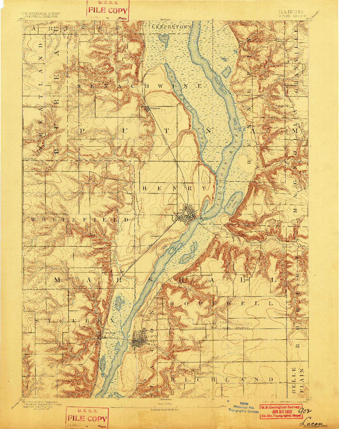 USGS 1:62500-SCALE QUADRANGLE FOR LACON, IL 1893