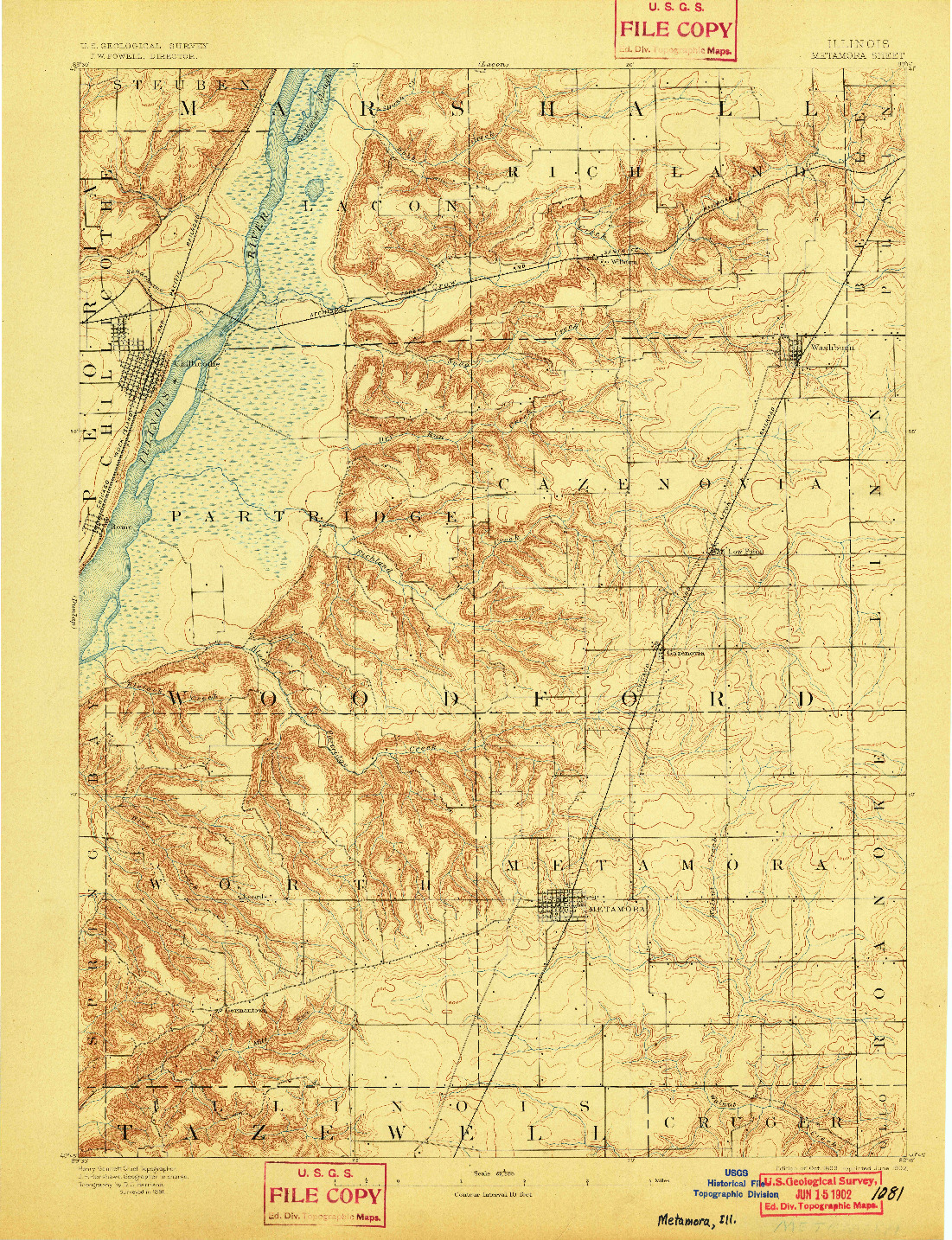 USGS 1:62500-SCALE QUADRANGLE FOR METAMORA, IL 1893