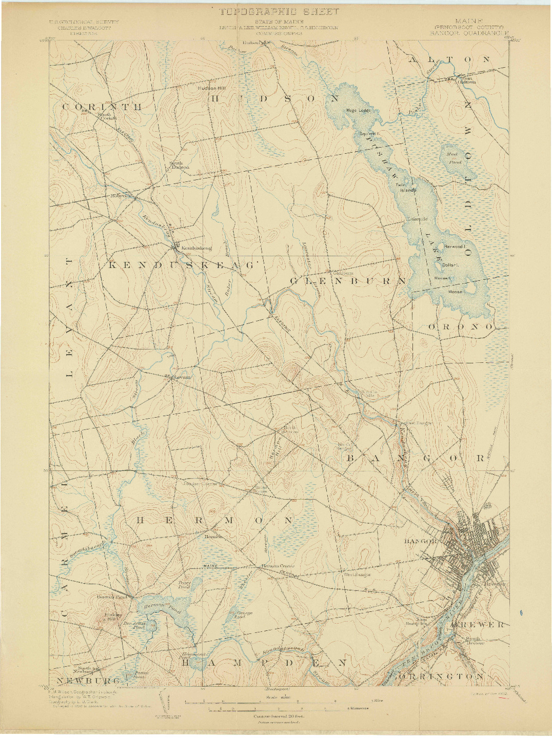 USGS 1:62500-SCALE QUADRANGLE FOR BANGOR, ME 1902