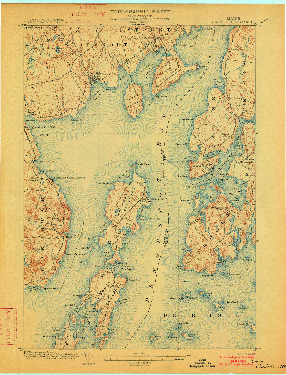 USGS 1:62500-SCALE QUADRANGLE FOR CASTINE, ME 1902