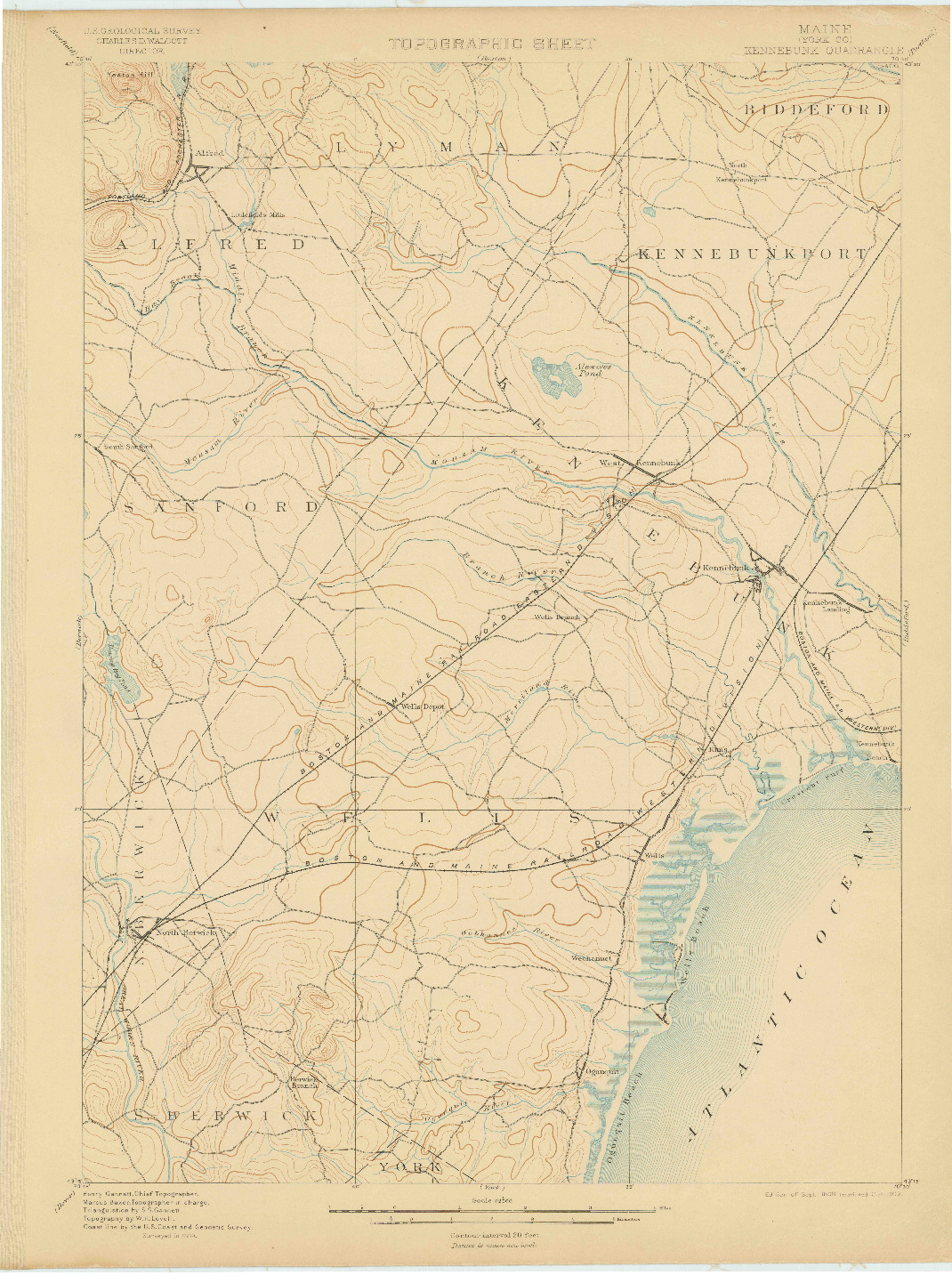 USGS 1:62500-SCALE QUADRANGLE FOR KENNEBUNK, ME 1898