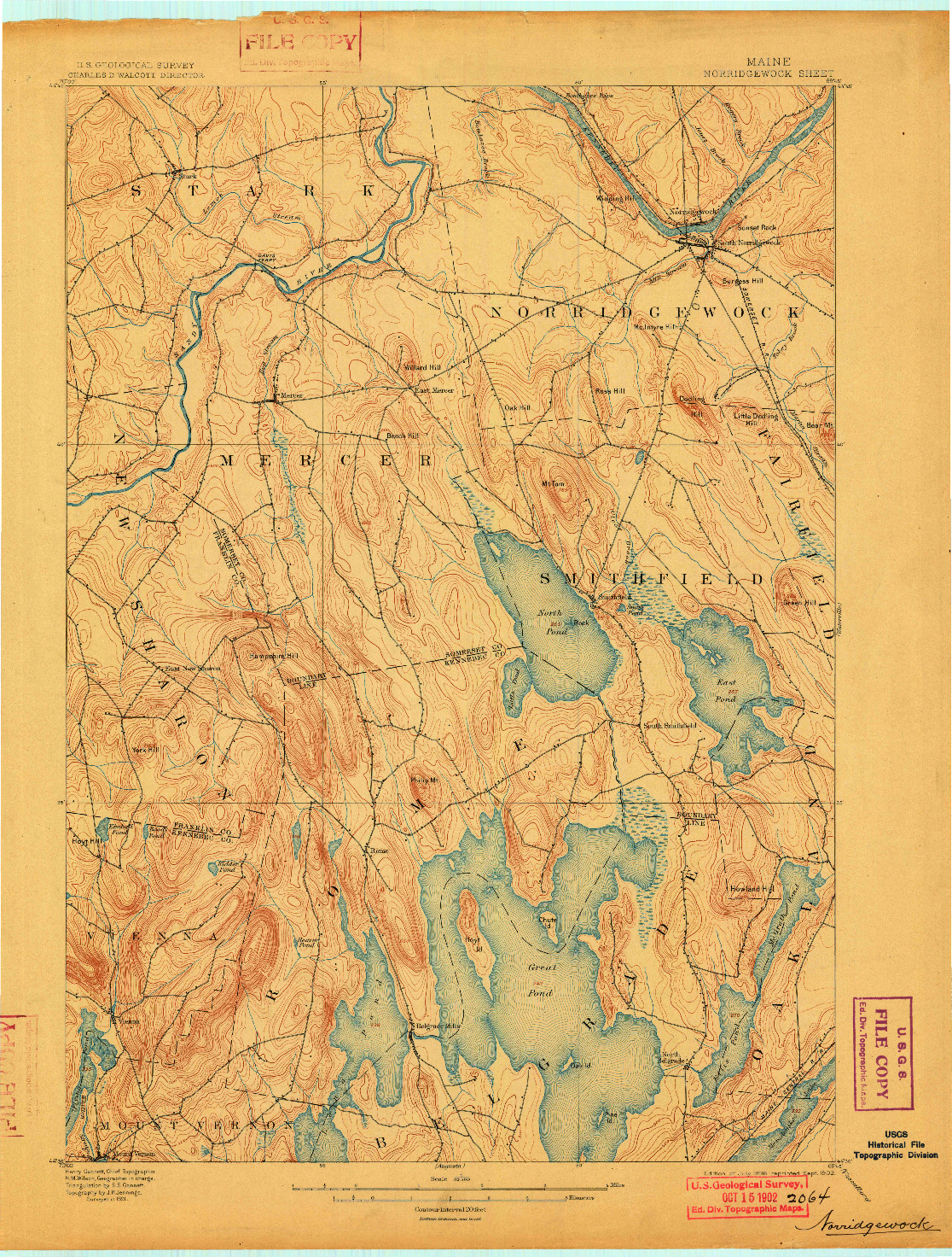 USGS 1:62500-SCALE QUADRANGLE FOR NORRIDGEWOCK, ME 1898