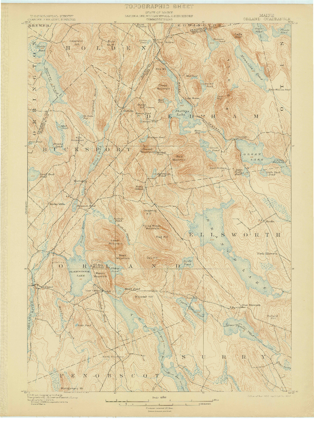 USGS 1:62500-SCALE QUADRANGLE FOR ORLAND, ME 1900