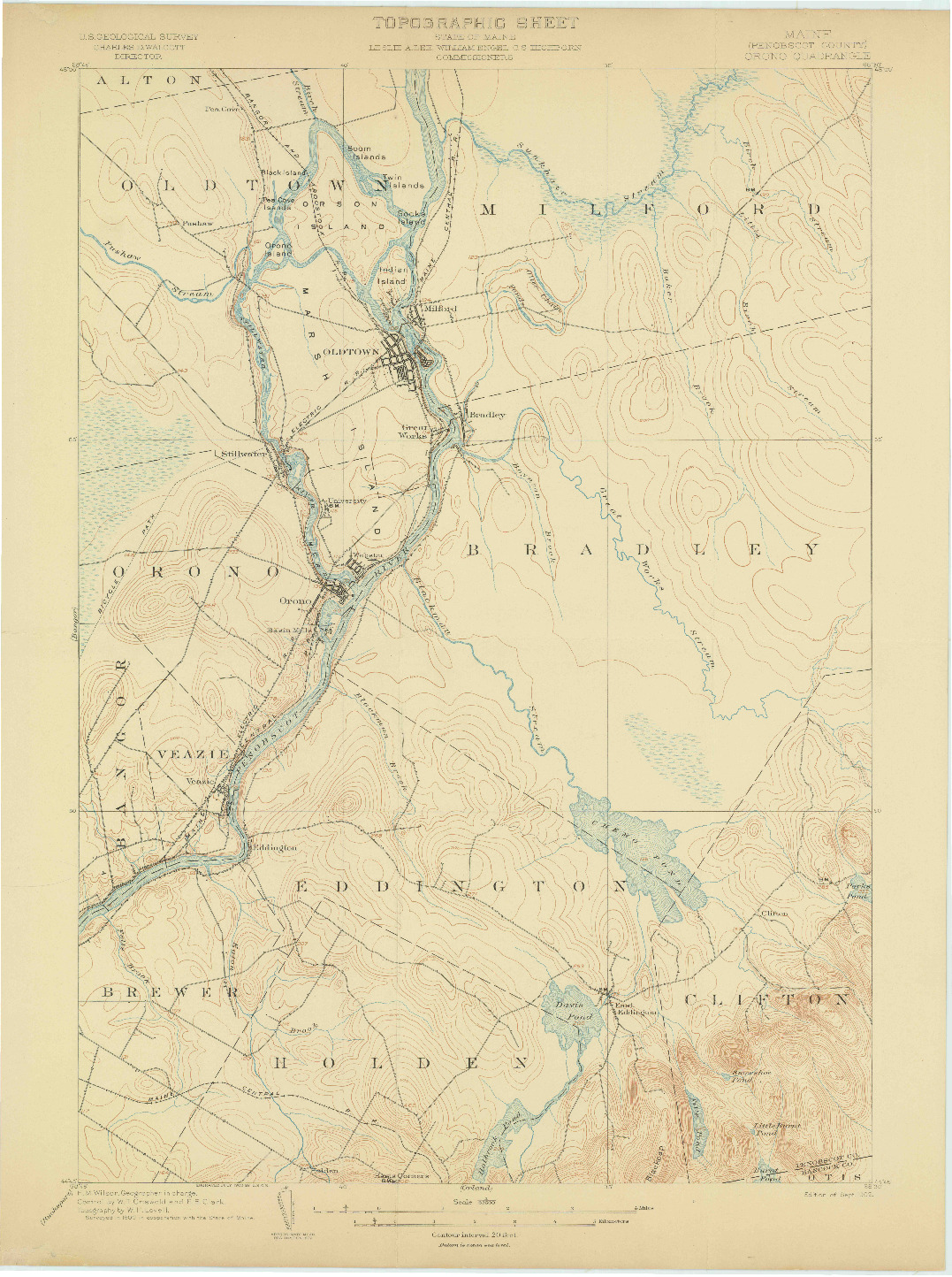 USGS 1:62500-SCALE QUADRANGLE FOR ORONO, ME 1902