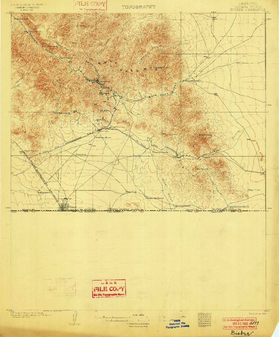 USGS 1:62500-SCALE QUADRANGLE FOR BISBEE, AZ 1902