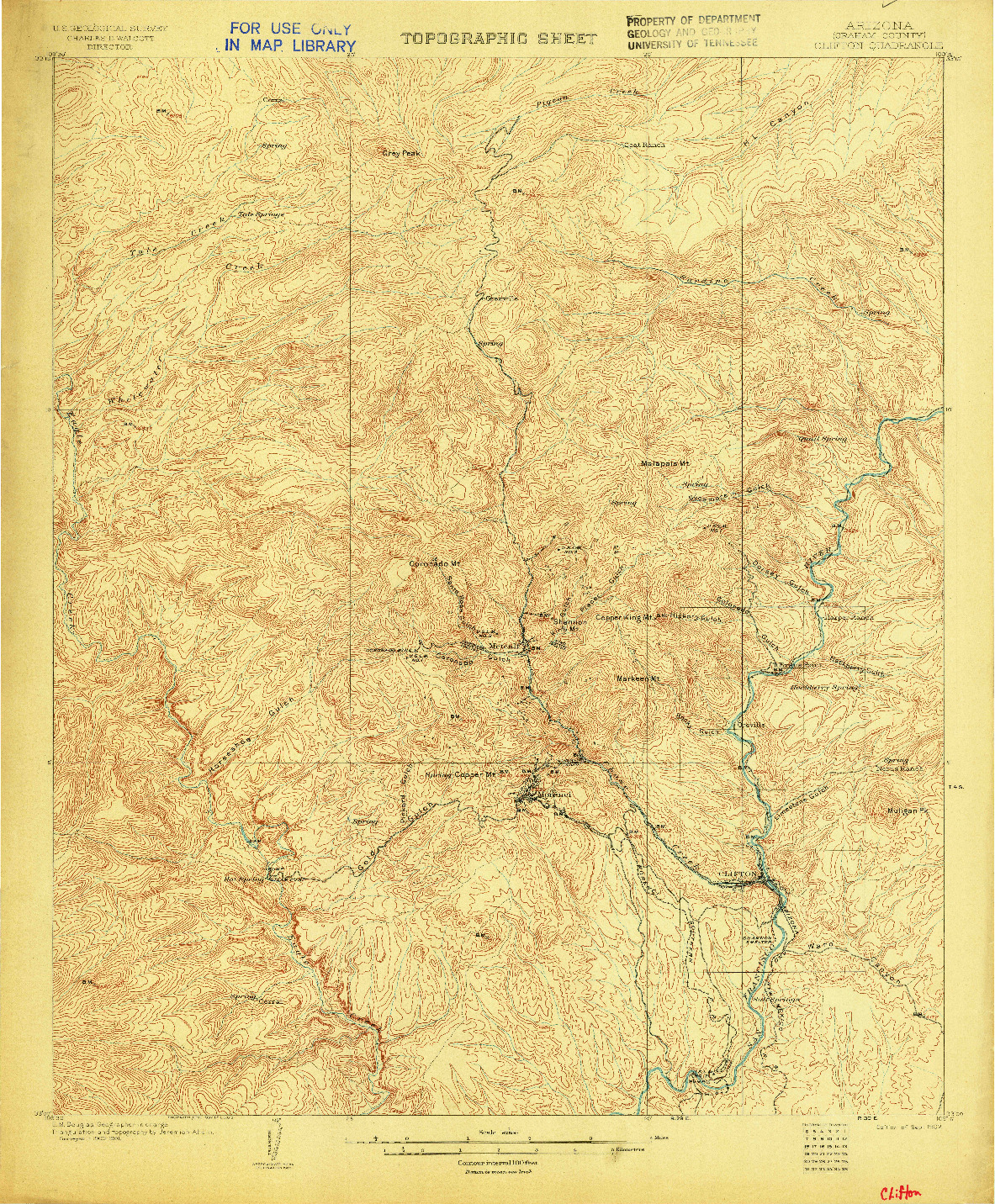 USGS 1:62500-SCALE QUADRANGLE FOR CLIFTON, AZ 1902