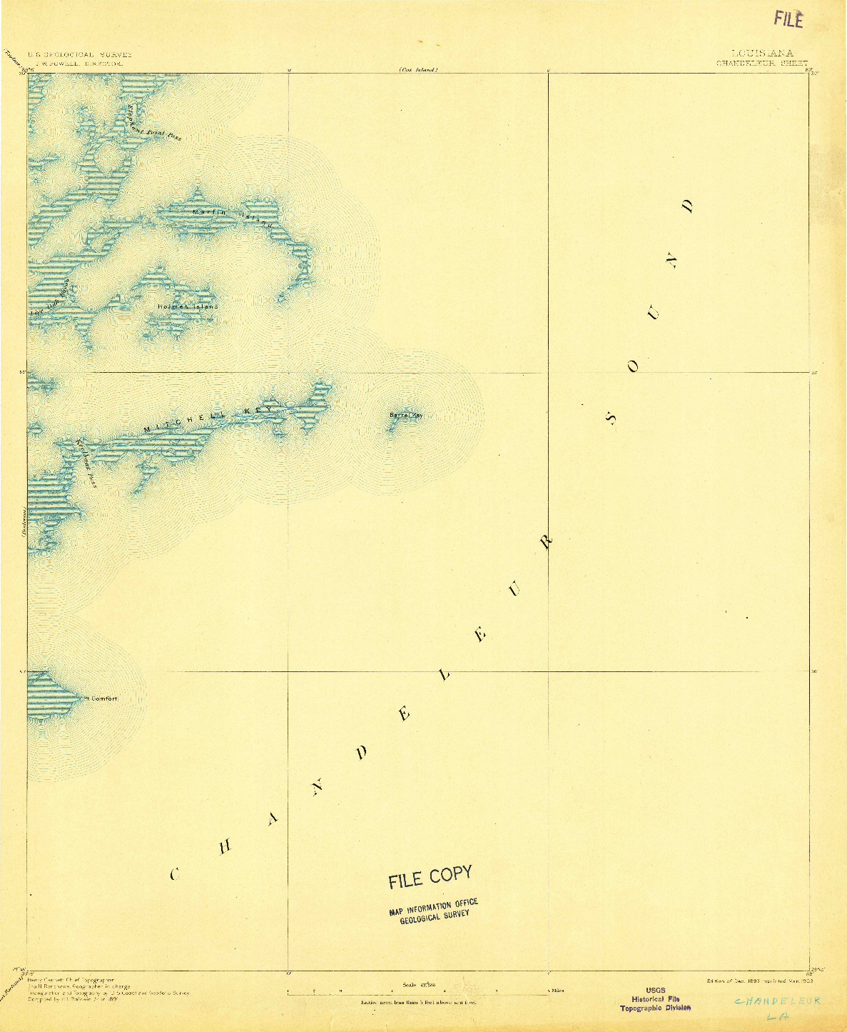 USGS 1:62500-SCALE QUADRANGLE FOR CHANDELEUR, LA 1893