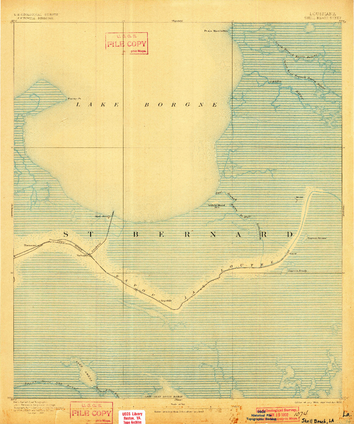 USGS 1:62500-SCALE QUADRANGLE FOR SHELL BEACH, LA 1893