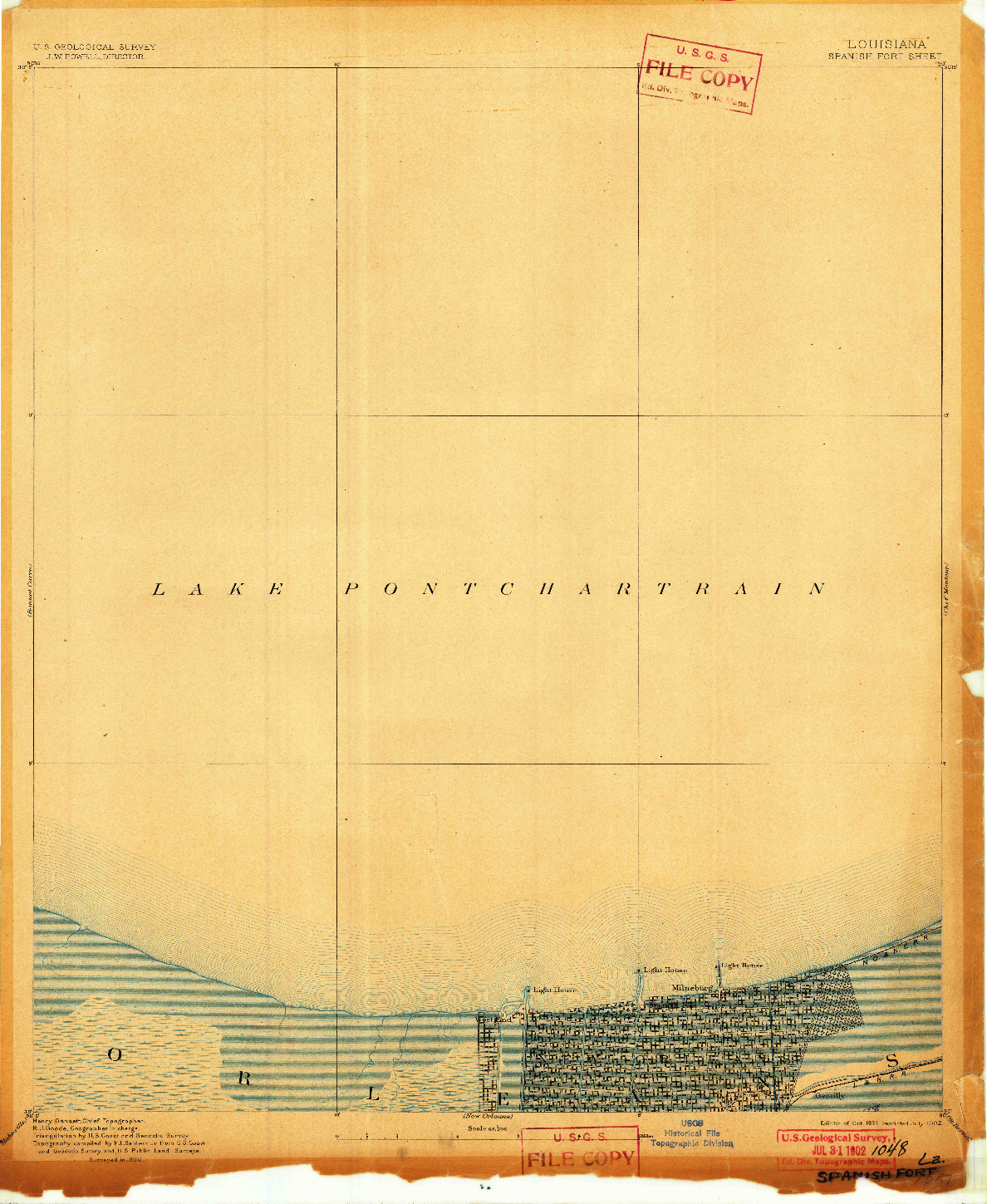 USGS 1:62500-SCALE QUADRANGLE FOR SPANISH FORT, LA 1891