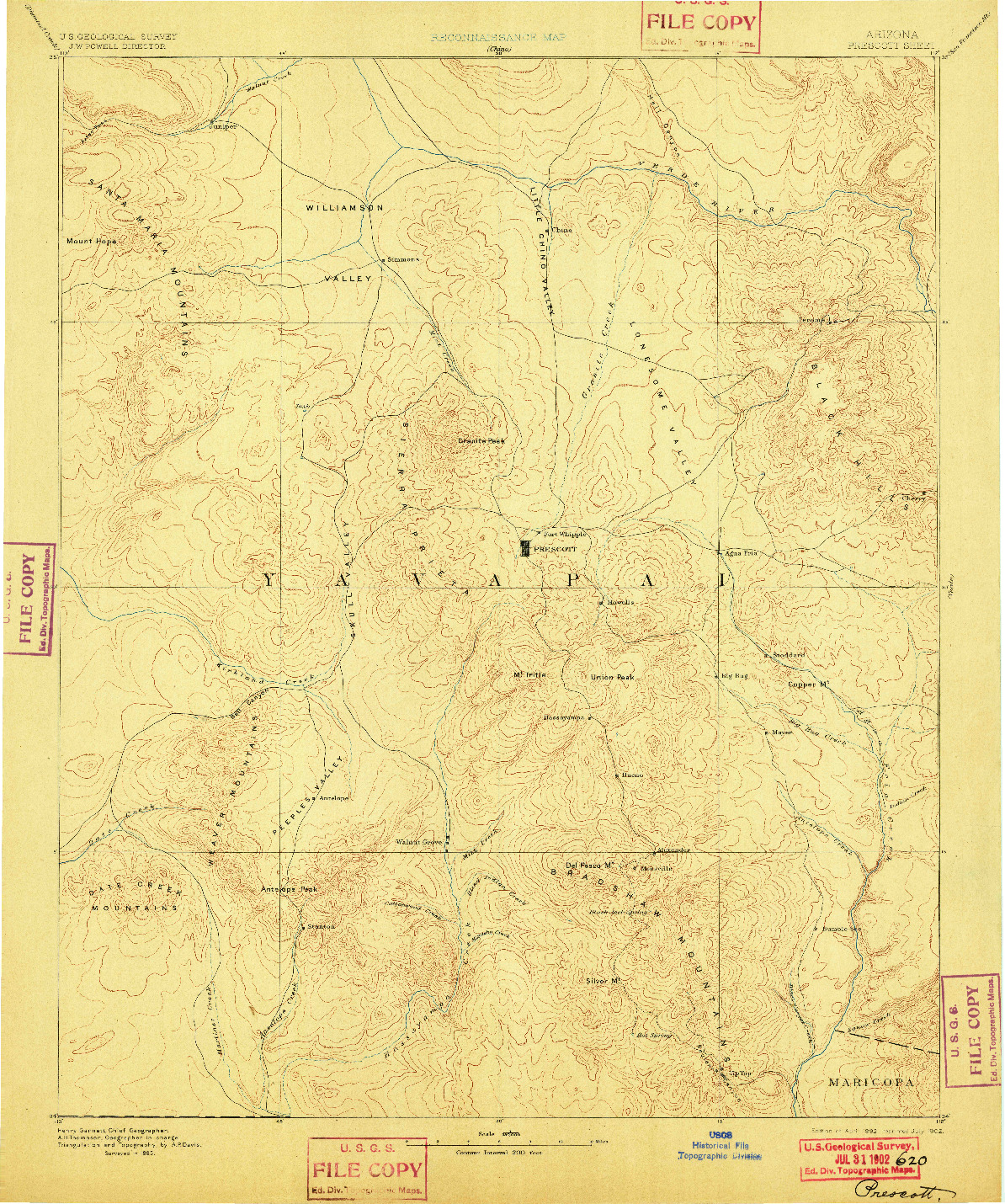 USGS 1:250000-SCALE QUADRANGLE FOR PRESCOTT, AZ 1892
