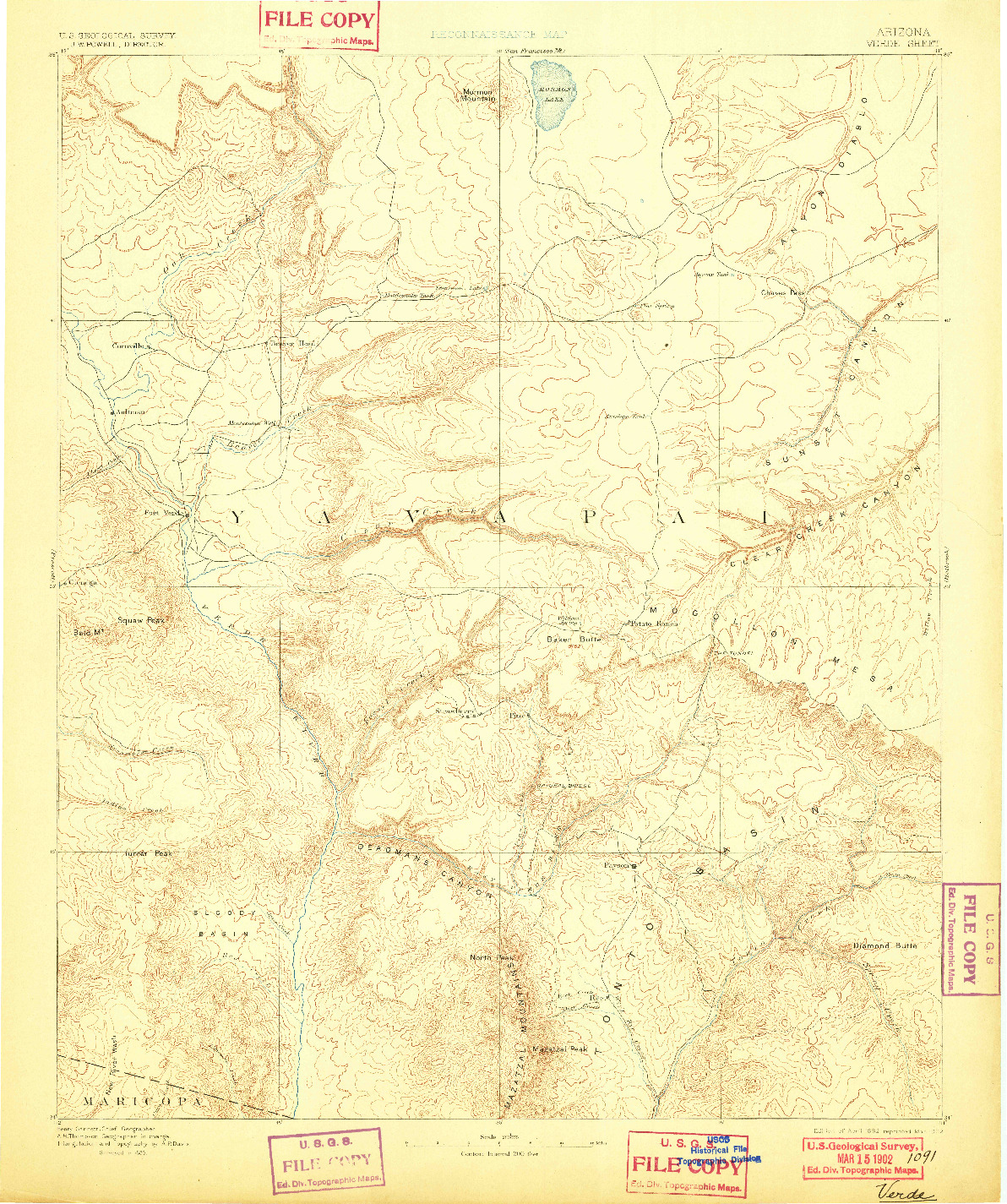 USGS 1:250000-SCALE QUADRANGLE FOR VERDE, AZ 1892