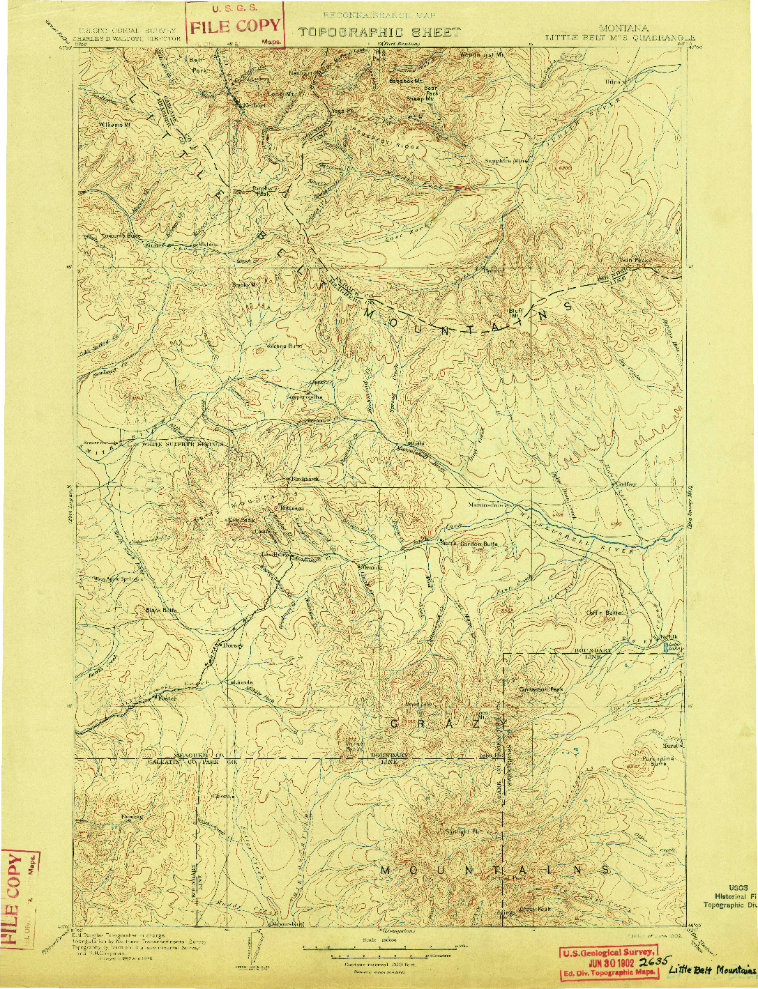 USGS 1:250000-SCALE QUADRANGLE FOR LITTLE BELT MTS., MT 1902