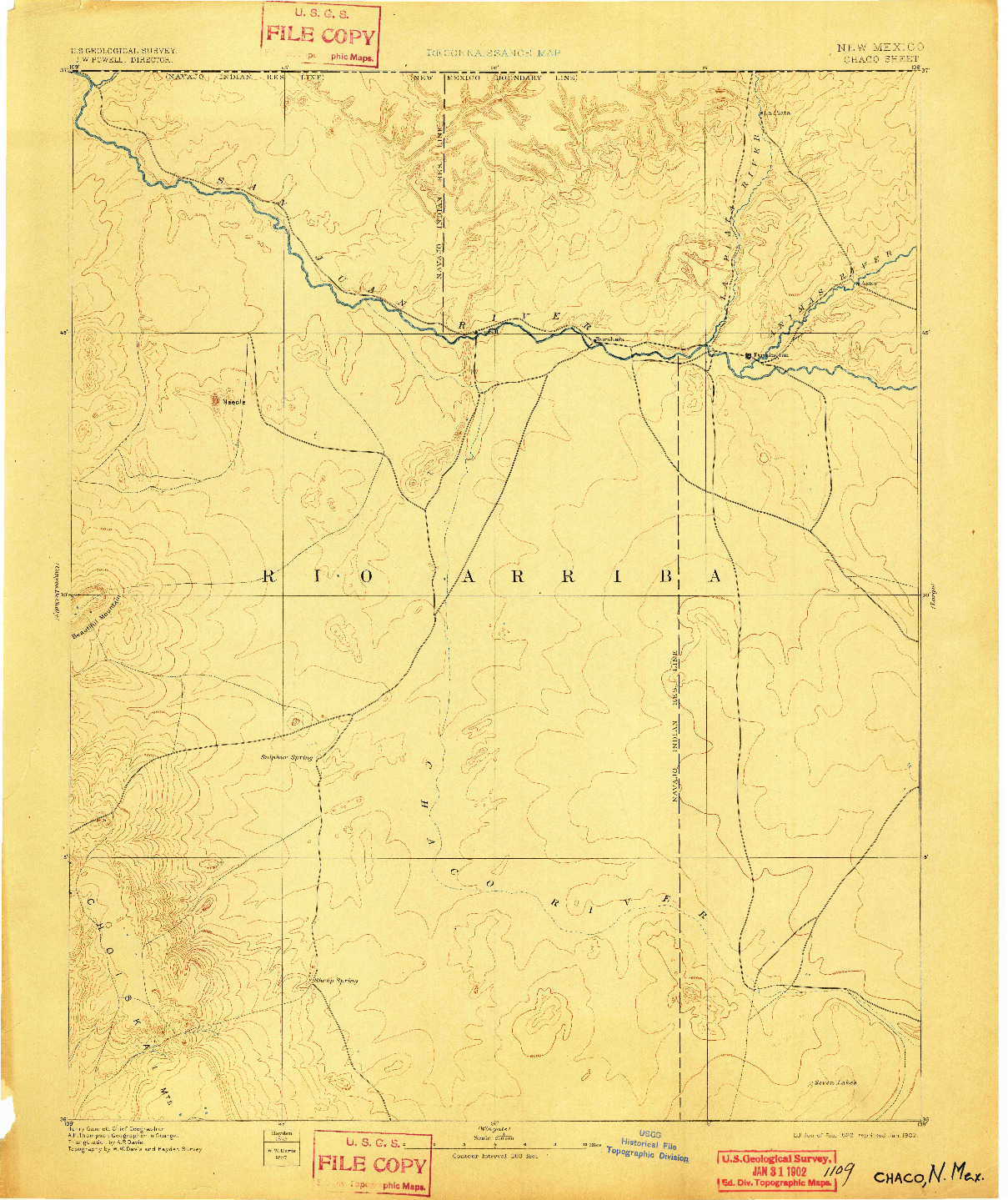 USGS 1:250000-SCALE QUADRANGLE FOR CHACO, NM 1892