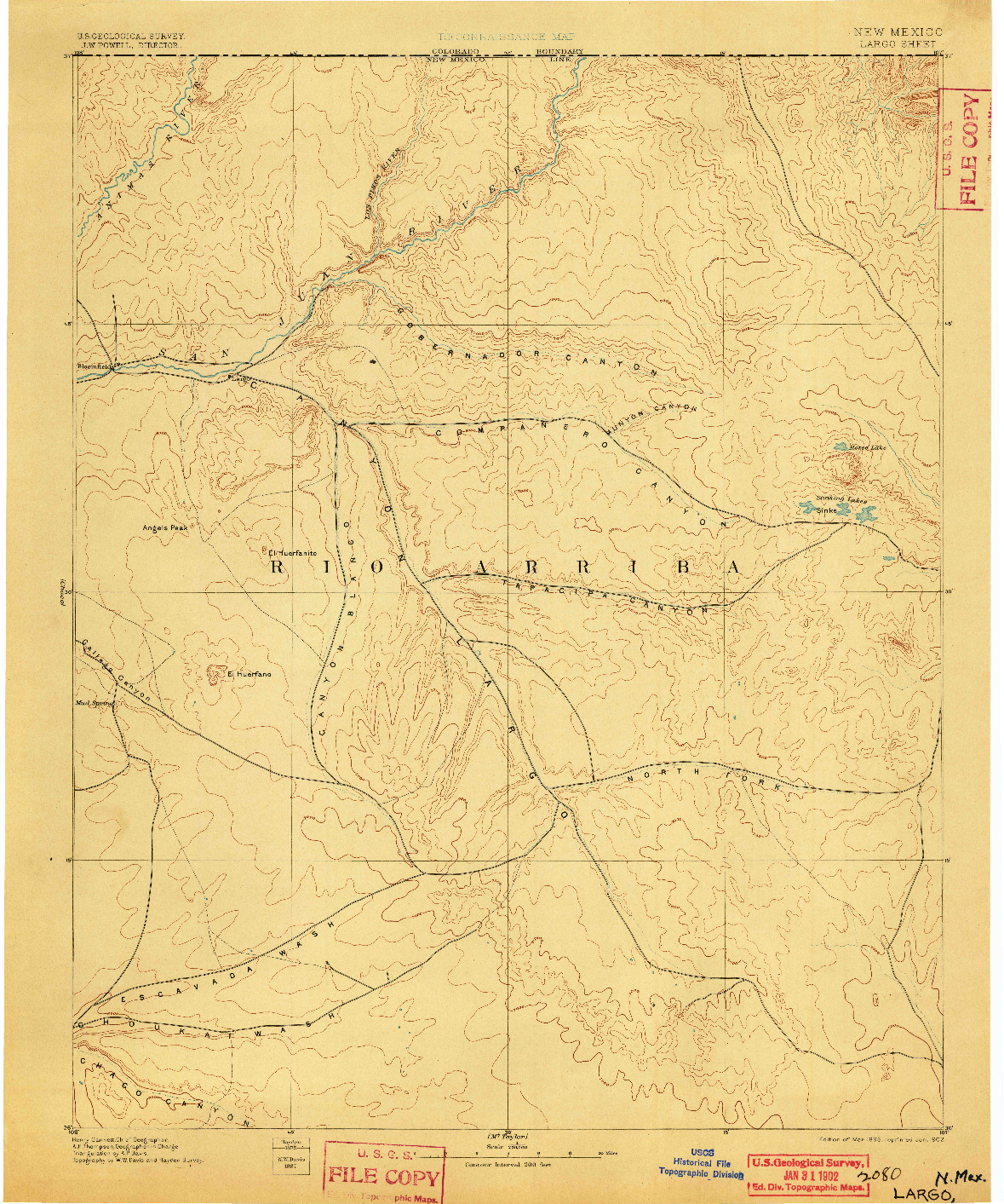 USGS 1:250000-SCALE QUADRANGLE FOR LARGO, NM 1895