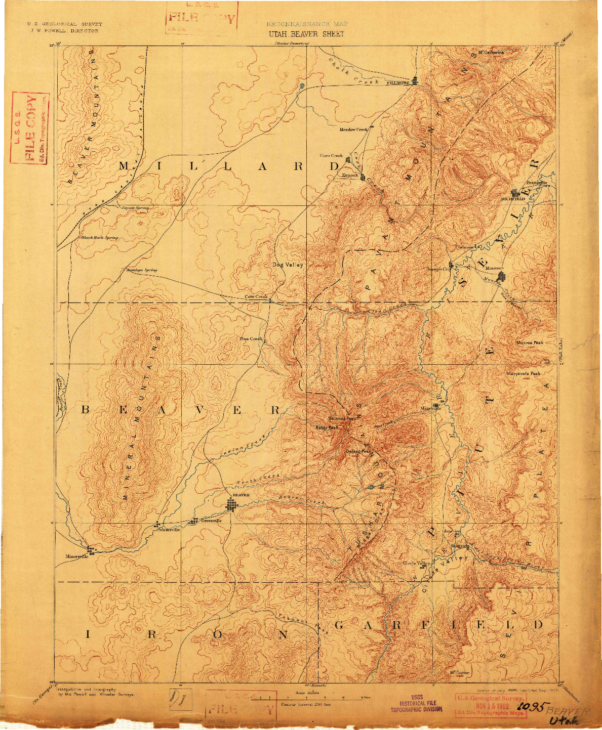 USGS 1:250000-SCALE QUADRANGLE FOR BEAVER, UT 1885