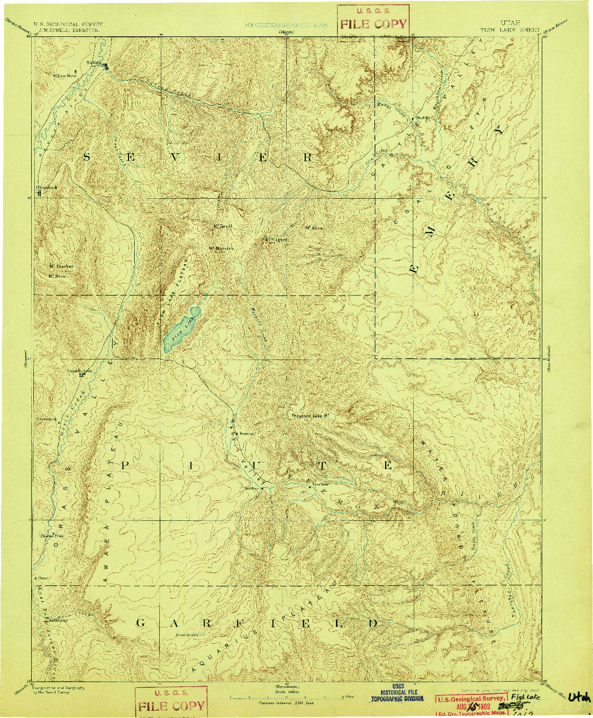 USGS 1:250000-SCALE QUADRANGLE FOR FISH LAKE, UT 1896
